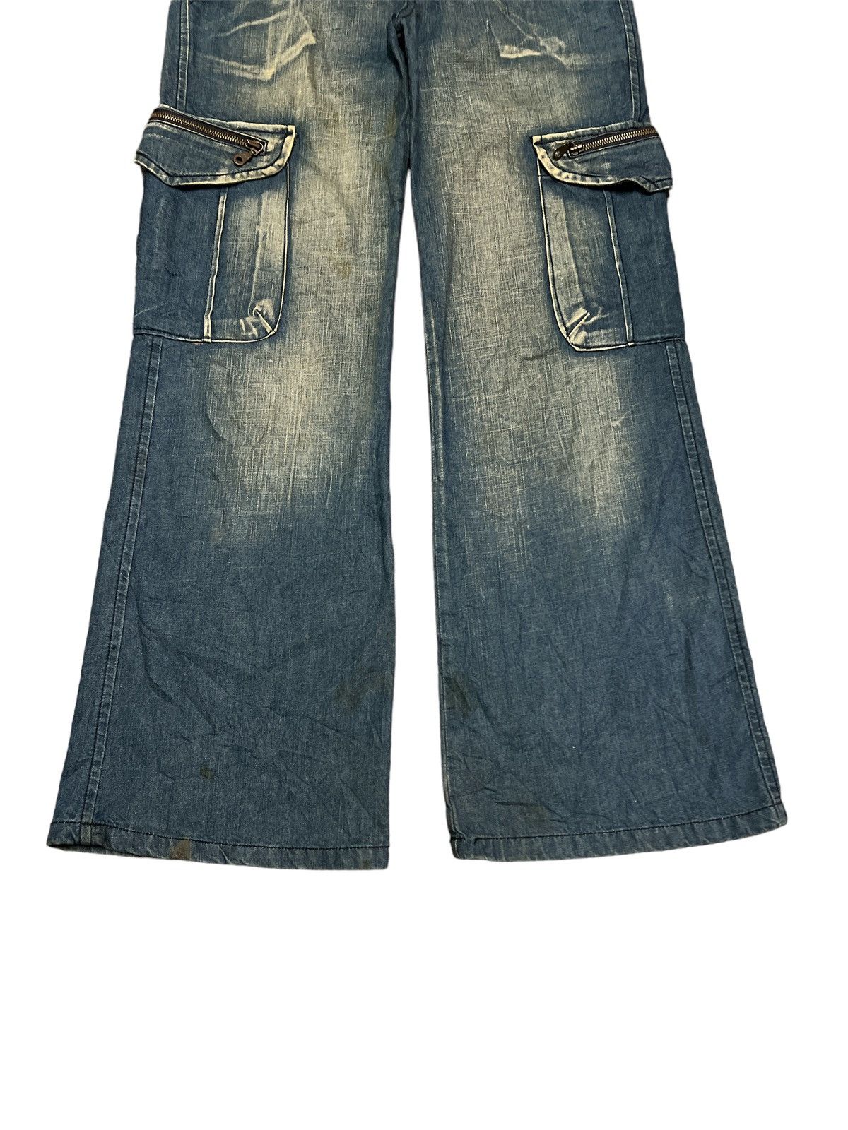 Japanese Brand × Vintage FLARED💥DISTRESSED DENIM CARGO CDG STYLE Size US 32 / EU 48 - 4 Thumbnail