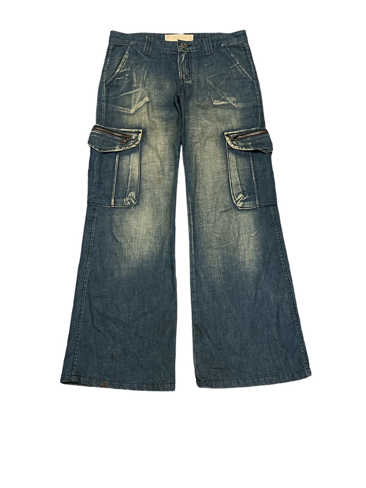 image of Avant Garde x Vintage Flareddistressed Denim Cargo Cdg Style in Blue, Men's (Size 32)