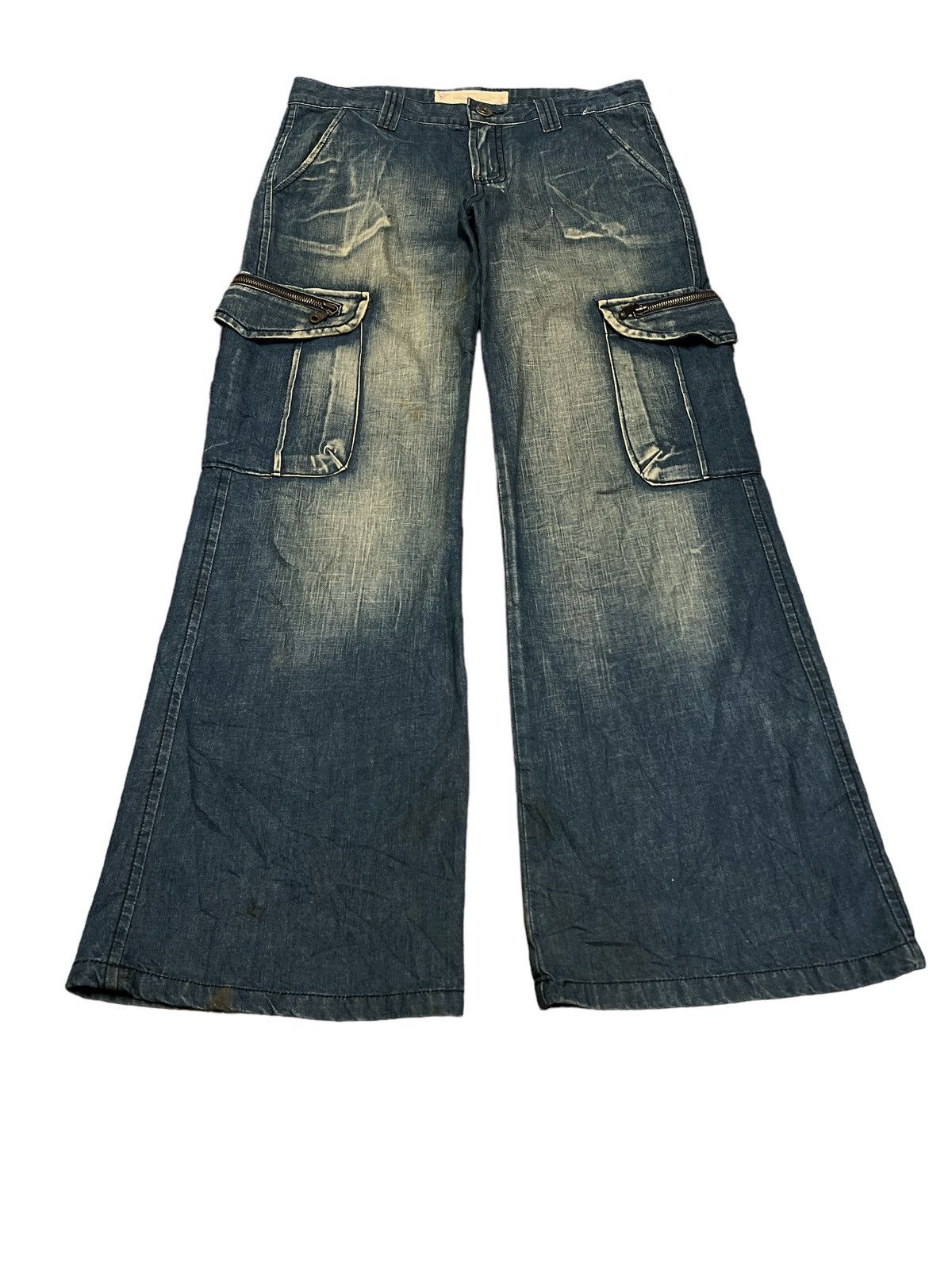 Japanese Brand × Vintage FLARED💥DISTRESSED DENIM CARGO CDG STYLE Size US 32 / EU 48 - 3 Thumbnail