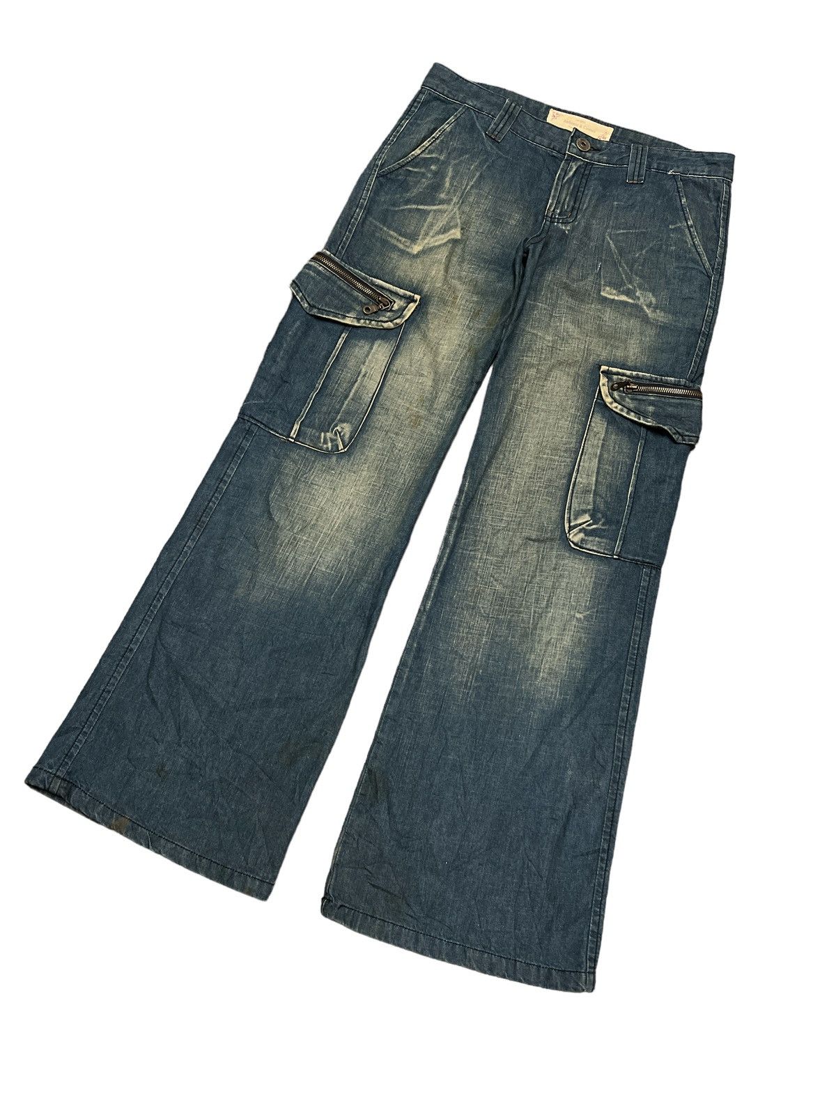 Japanese Brand × Vintage FLARED💥DISTRESSED DENIM CARGO CDG STYLE Size US 32 / EU 48 - 5 Thumbnail