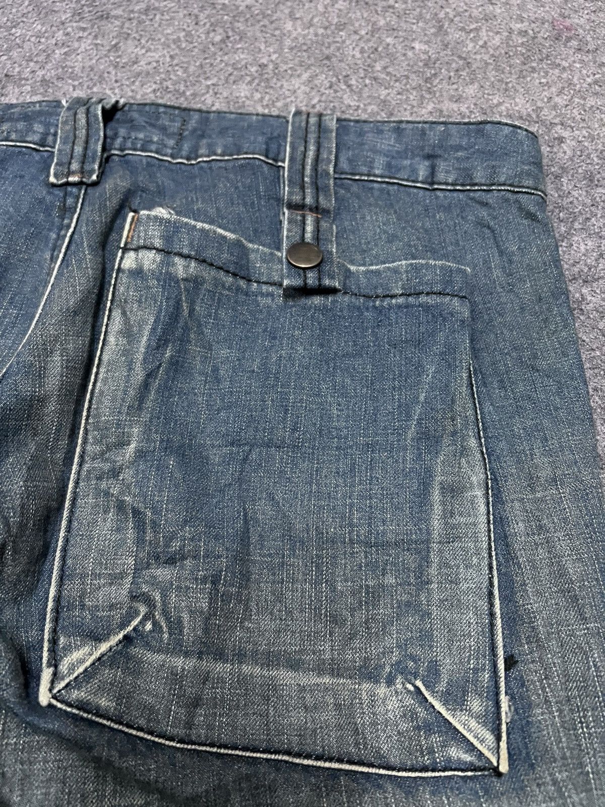Japanese Brand × Vintage FLARED💥DISTRESSED DENIM CARGO CDG STYLE Size US 32 / EU 48 - 7 Thumbnail