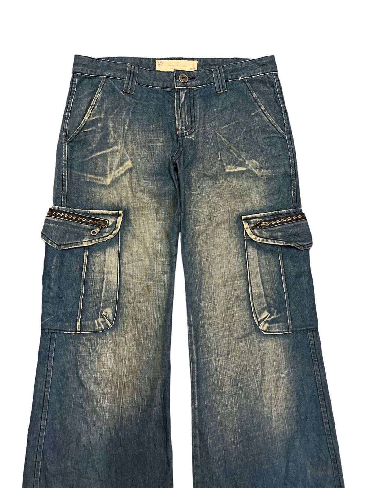 Japanese Brand × Vintage FLARED💥DISTRESSED DENIM CARGO CDG STYLE Size US 32 / EU 48 - 2 Thumbnail