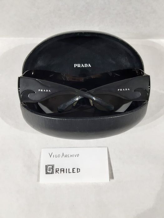 Prada Y2k Full Black Wave Glasses Vintage Circa Ss 2004 Grailed