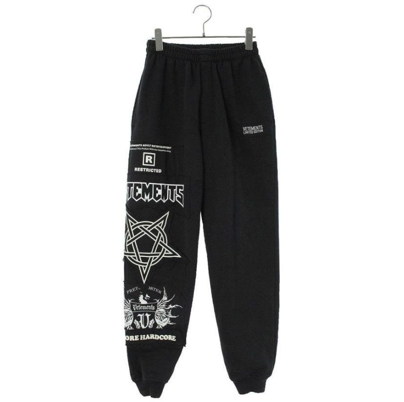 image of Vetements Hardcore Patched Logo Sweatpants Size Xs in Black, Men's