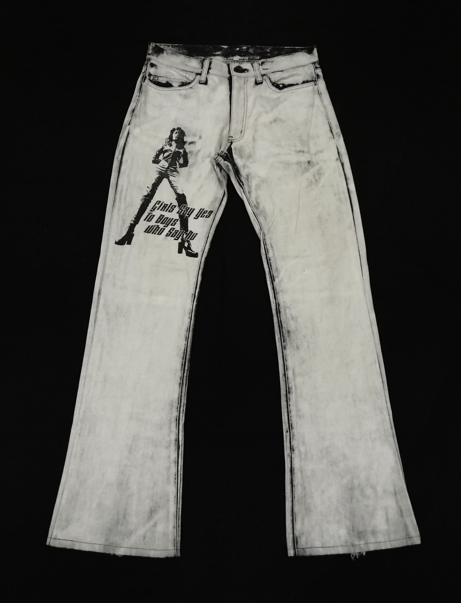image of Dope Japanese Edge Rupert Girls Painted Asid Wash Denim Pants in White/Black, Men's (Size 30)