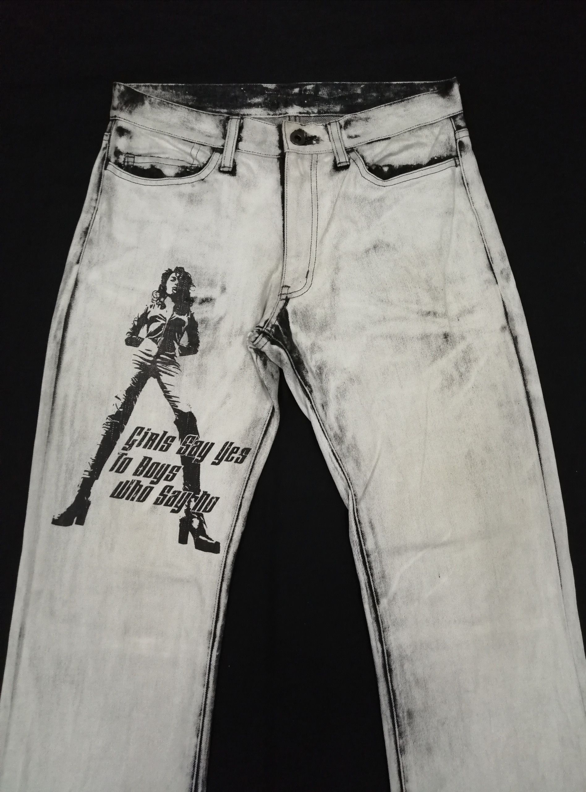 If Six Was Nine × Japanese Brand Japanese EDGE RUPERT Painted Asid Wash Denim Flare Pants Size US 30 / EU 46 - 2 Thumbnail