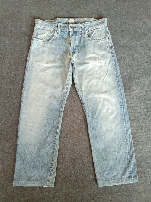 image of Distressed Edwin 505Zx Selvedge Redline Jeans in Faded Blue, Men's (Size 34)