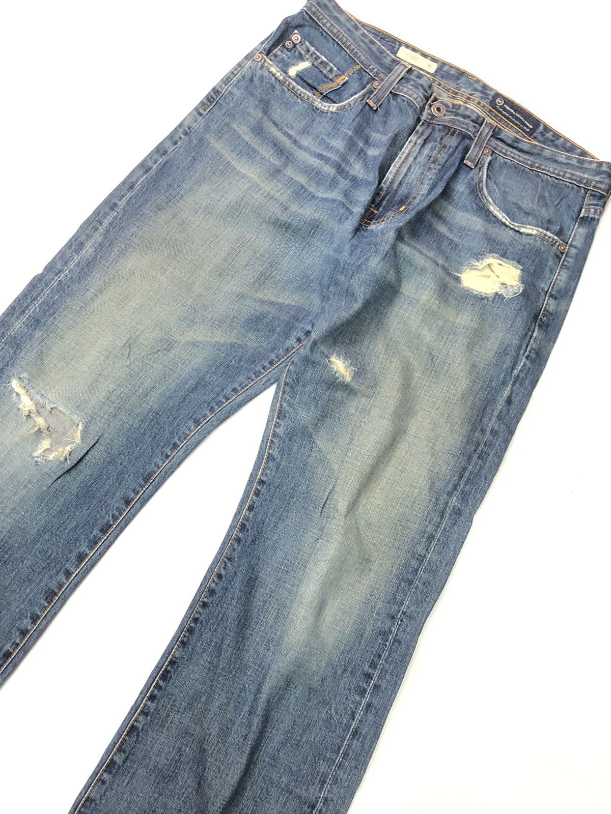 AG Adriano Goldschmied × Designer ADRIANO GOLDSCHMIED DISSTRESSED BLUE WASH DENIM Size US 32 / EU 48 - 4 Thumbnail
