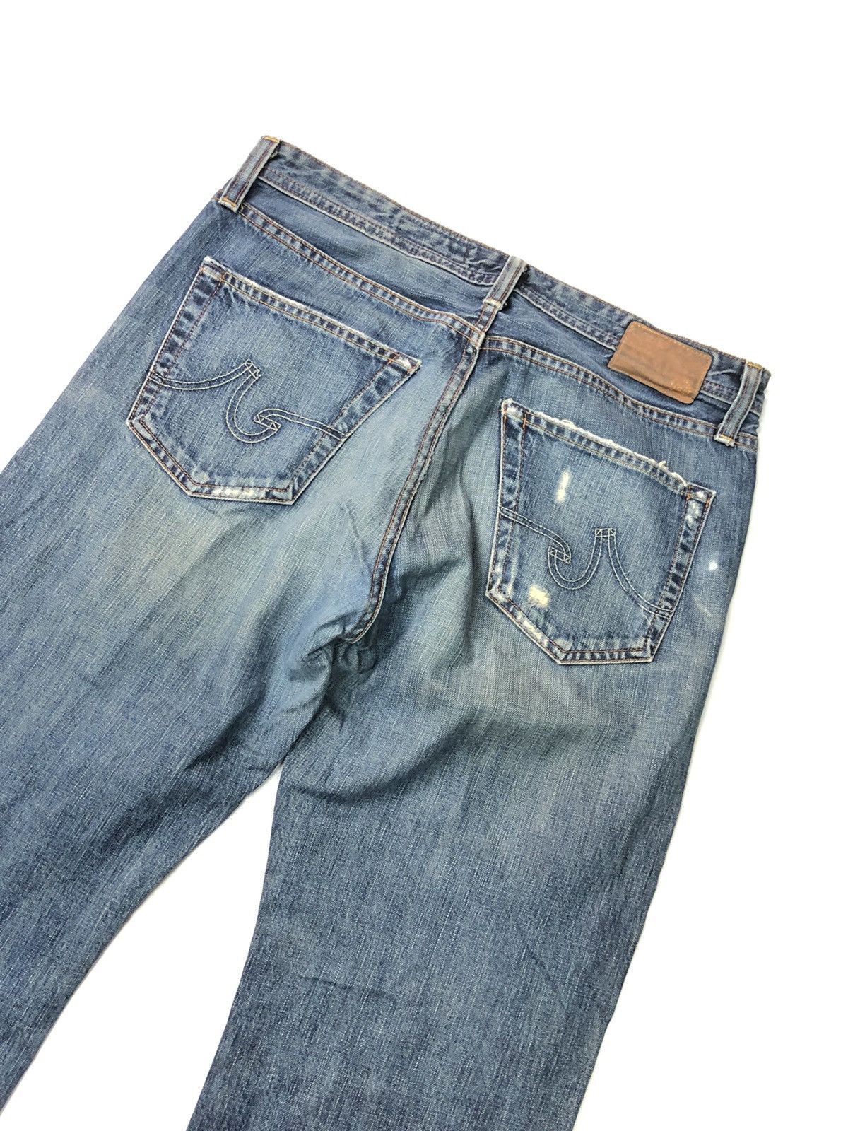AG Adriano Goldschmied × Designer ADRIANO GOLDSCHMIED DISSTRESSED BLUE WASH DENIM Size US 32 / EU 48 - 15 Thumbnail