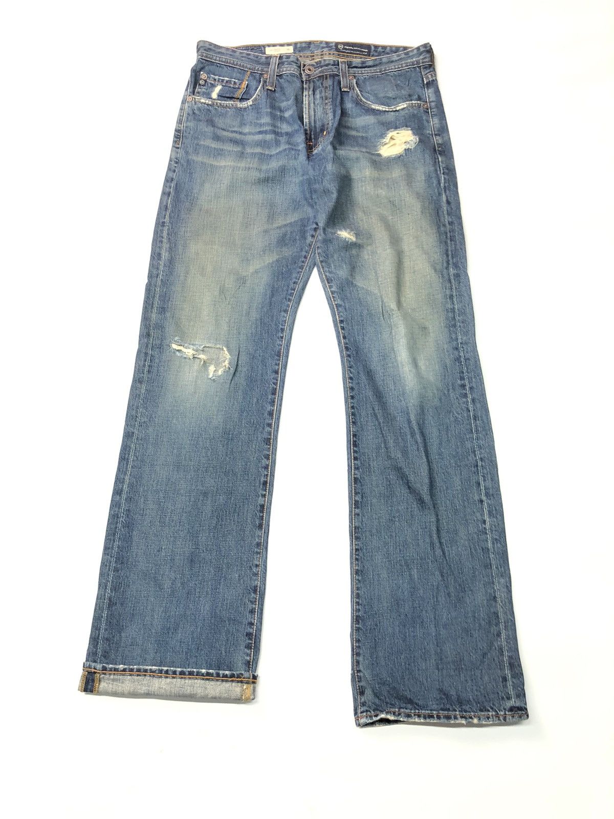 AG Adriano Goldschmied × Designer ADRIANO GOLDSCHMIED DISSTRESSED BLUE WASH DENIM Size US 32 / EU 48 - 3 Thumbnail