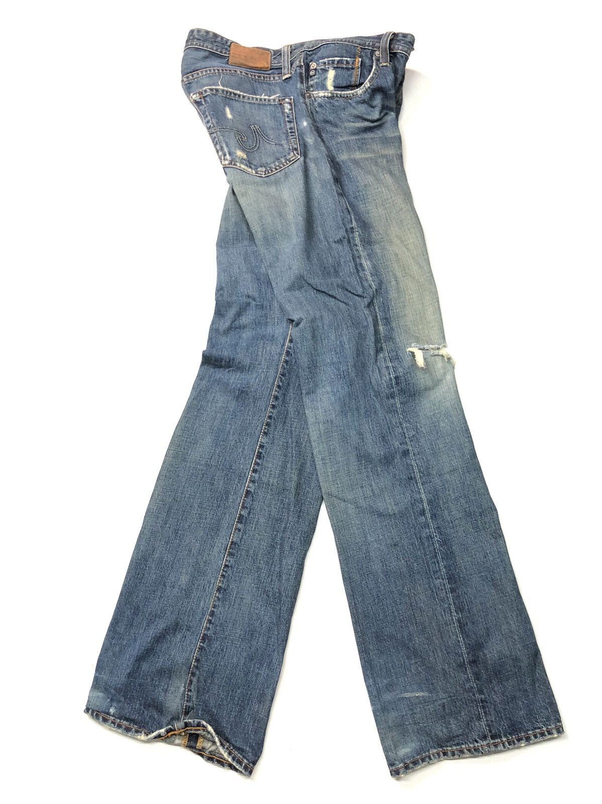 AG Adriano Goldschmied × Designer ADRIANO GOLDSCHMIED DISSTRESSED BLUE WASH DENIM Size US 32 / EU 48 - 1 Thumbnail