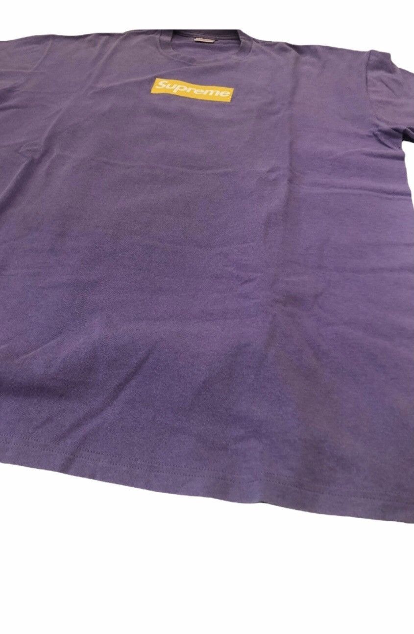 Supreme Yellow on Purple Box Logo Tee Size US XL / EU 56 / 4 - 5 Thumbnail