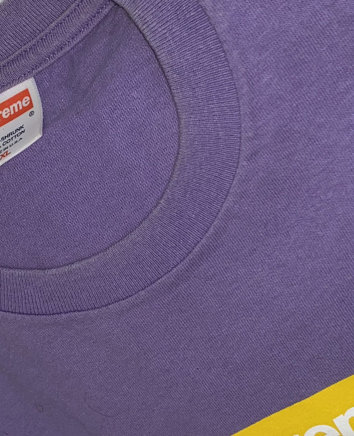 Supreme Yellow on Purple Box Logo Tee Size US XL / EU 56 / 4 - 4 Thumbnail