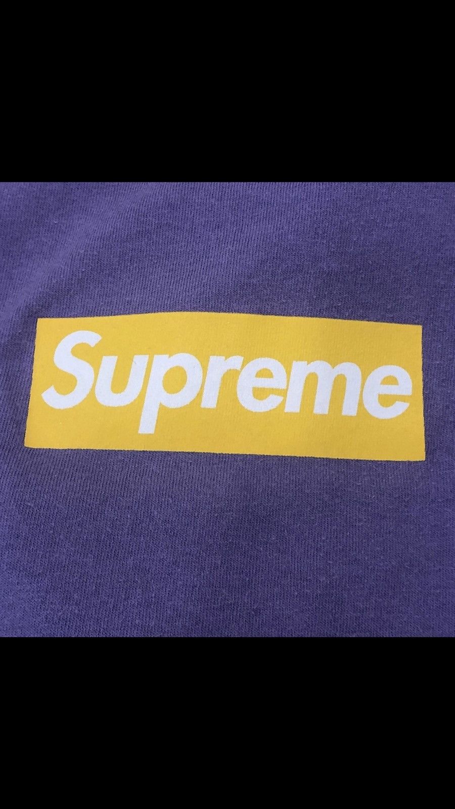 Yellow on Purple Box Logo Tee