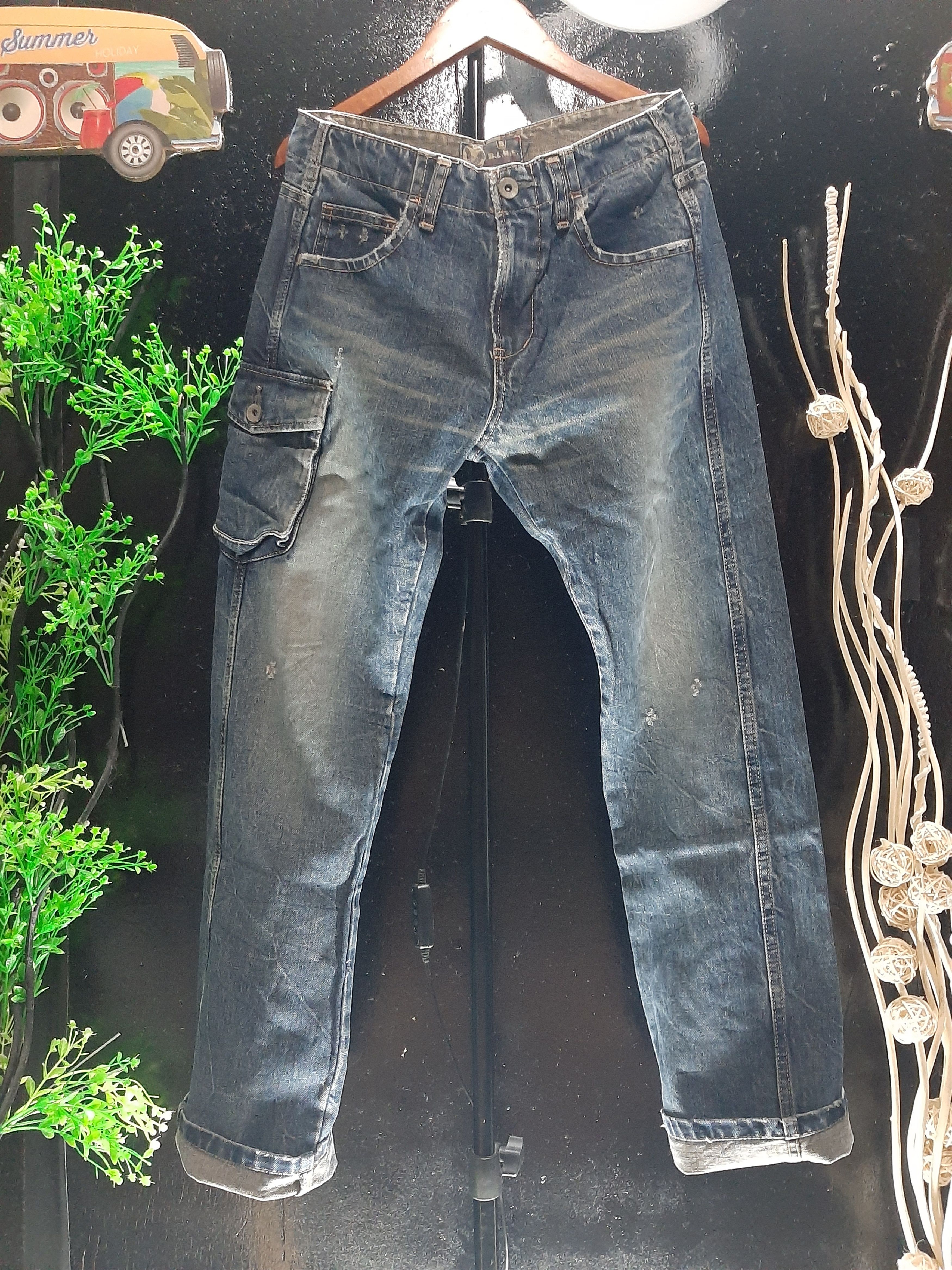 Blue Blue Japan BLUE JAPAN 🇯🇵 DISTRESED SIDE POCKET CARGO DENIM STYLE Size US 30 / EU 46 - 1 Thumbnail