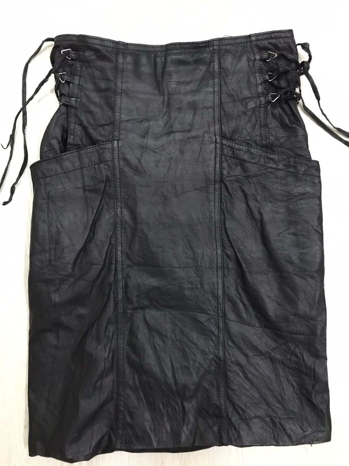 Designer × Leather × Vintage 💥RARE💥 Vintage Leather Skirt Punk Style Balenciaga Size 26" / US 2 / IT 38 - 2 Thumbnail