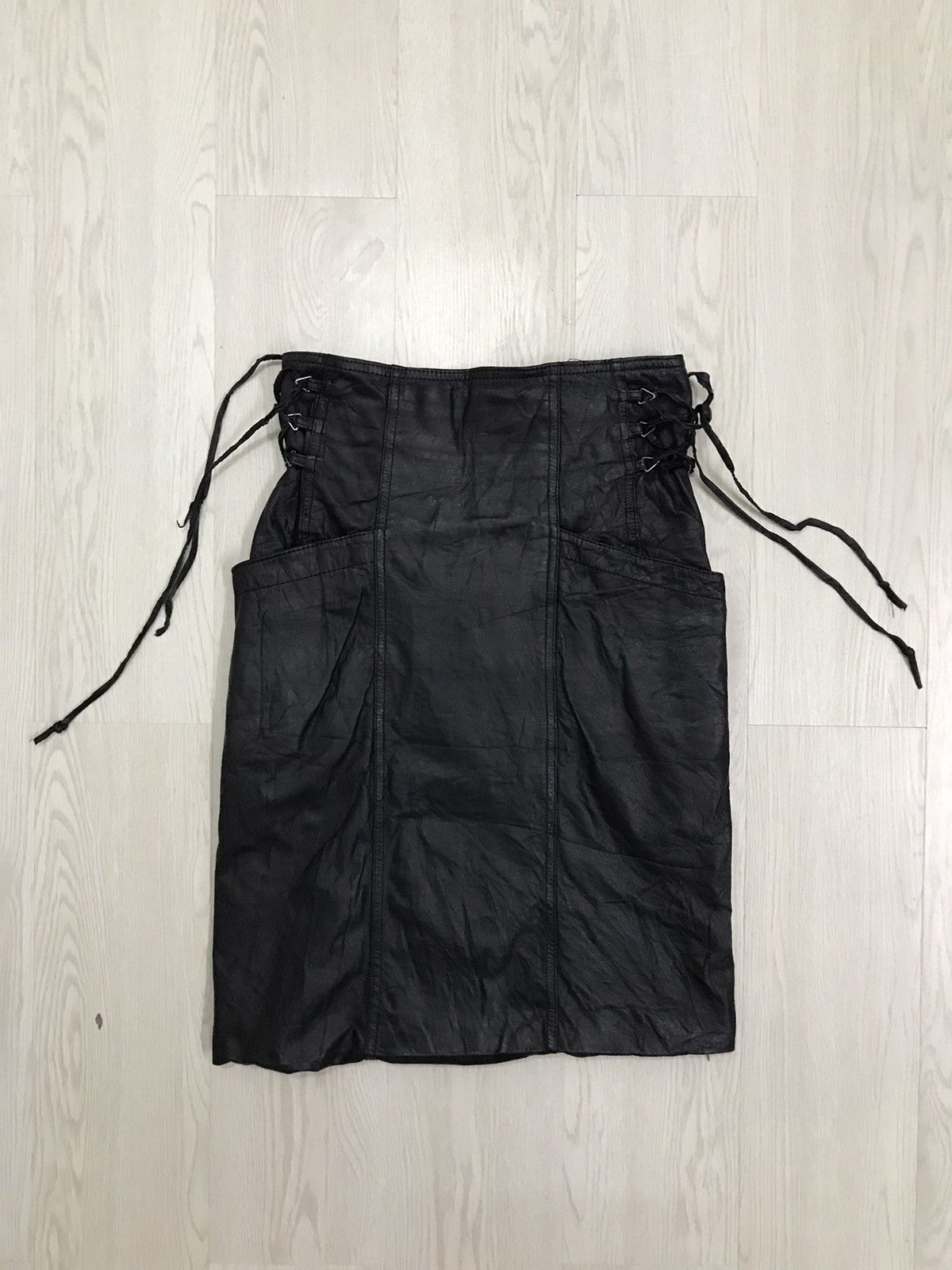 Designer × Leather × Vintage 💥RARE💥 Vintage Leather Skirt Punk Style Balenciaga Size 26" / US 2 / IT 38 - 5 Thumbnail