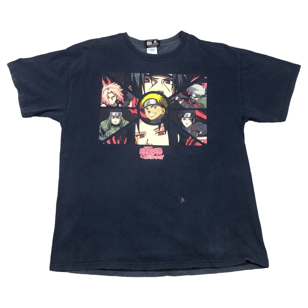 2002 Naruto Shippuden Cast Logo Faded Shirt Adult Size L