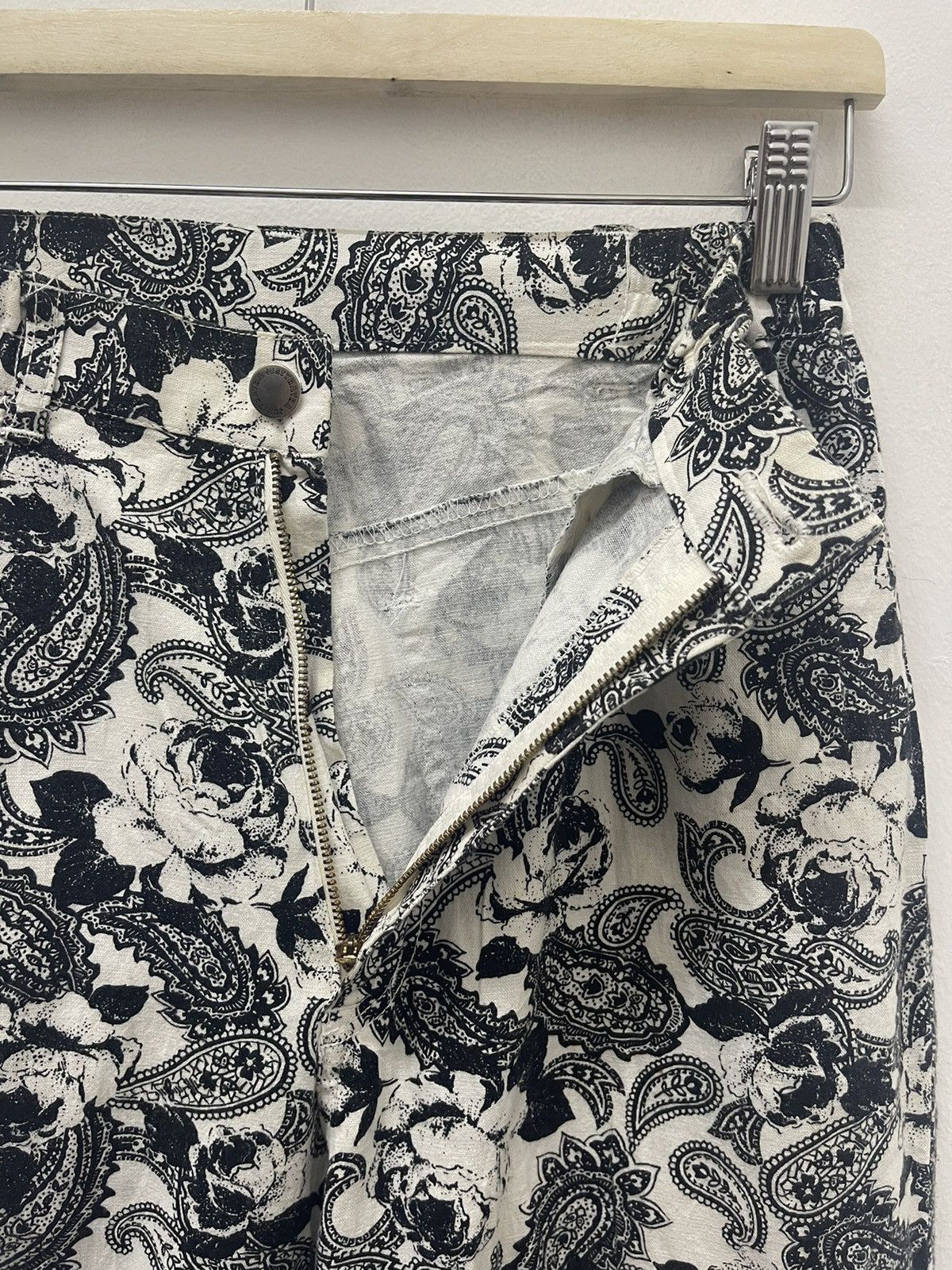 Japanese Brand Rare Vintage JUSTYRAYRA Cottton Hemp Paisley Roses All Over Size 28" / US 6 / IT 42 - 3 Thumbnail