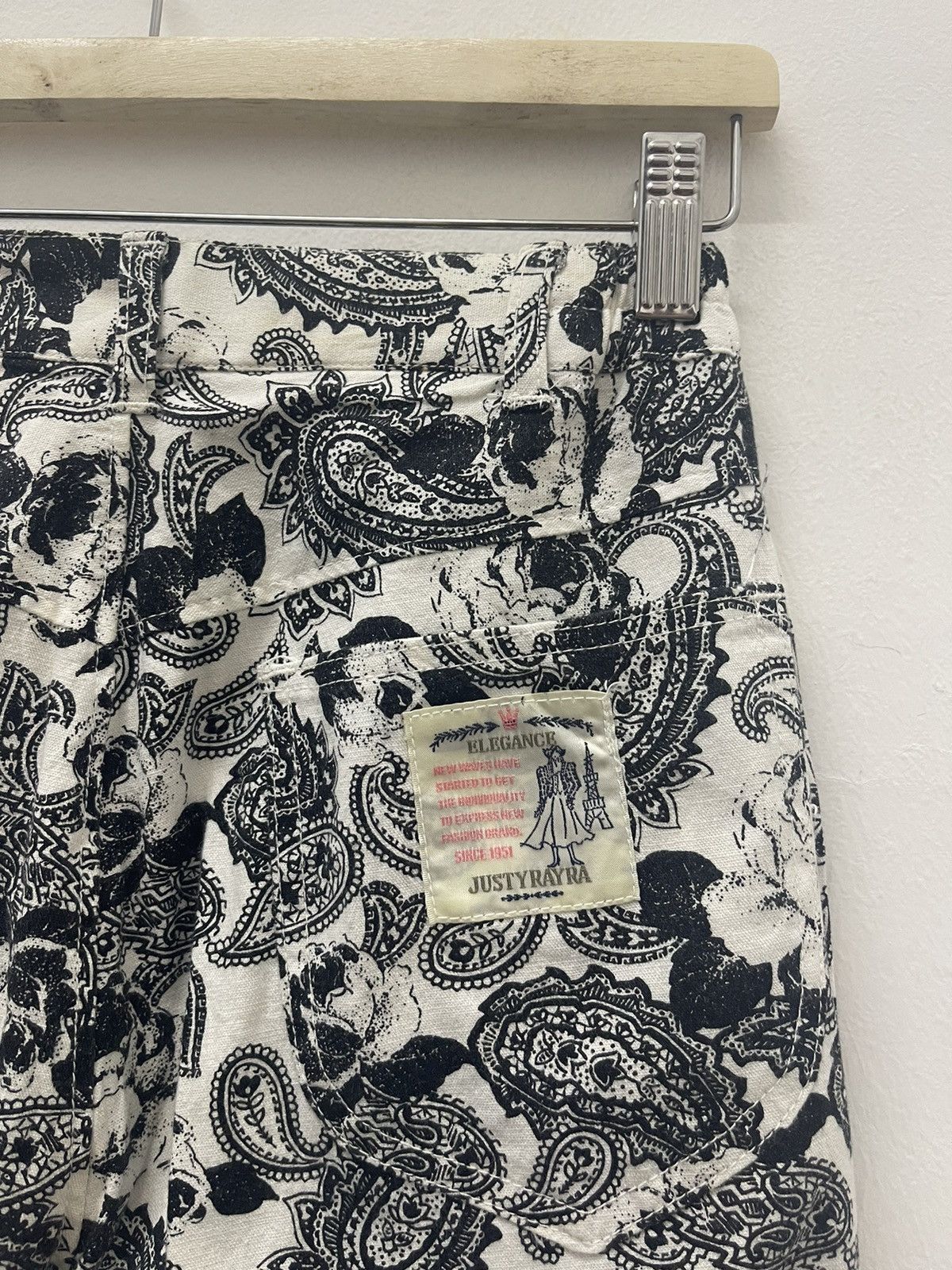 Japanese Brand Rare Vintage JUSTYRAYRA Cottton Hemp Paisley Roses All Over Size 28" / US 6 / IT 42 - 8 Thumbnail