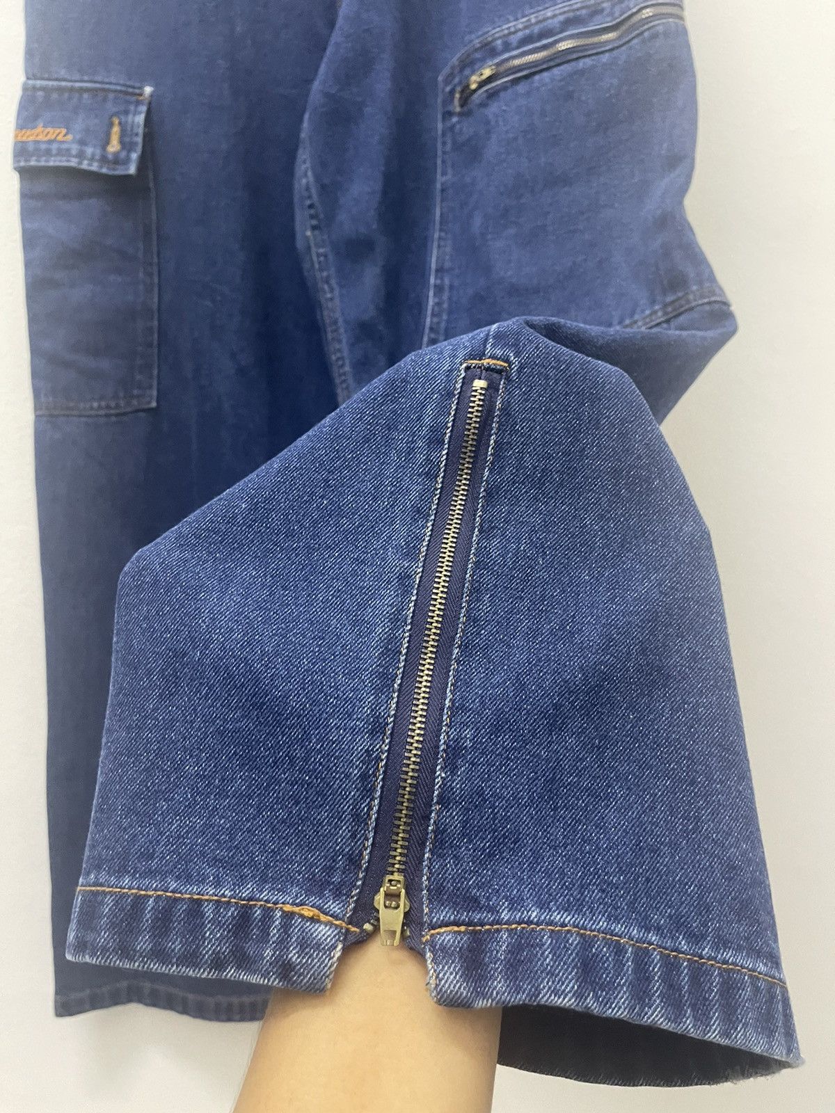 Harley Davidson Rare Vintage HARLEY DAVIDSON Motorcycle Zipper Baggy Style Size US 31 - 4 Thumbnail