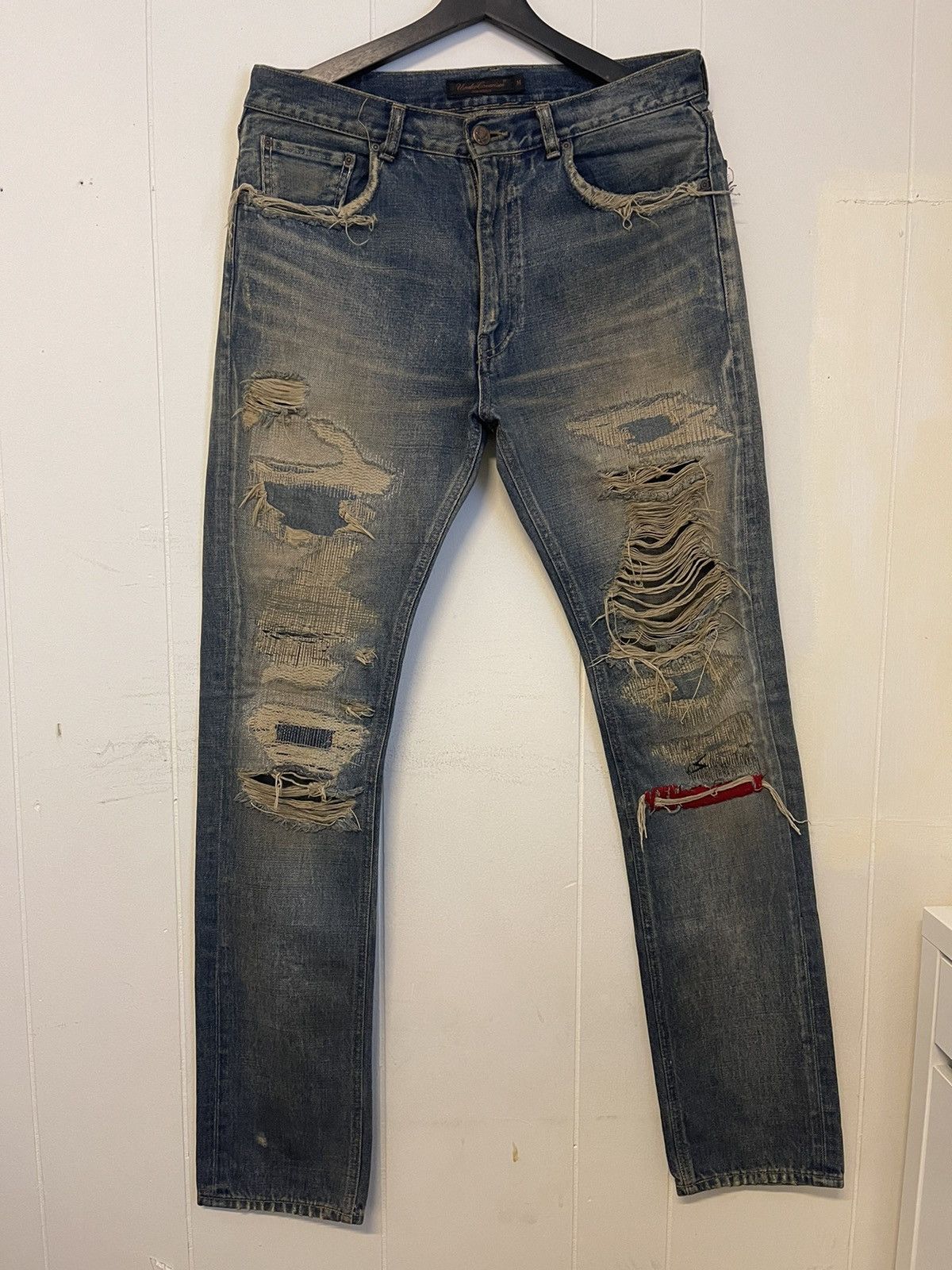 image of Undercover 68 Red Yarn Aw04 But Beautiful Denim in Blue, Men's (Size 30)