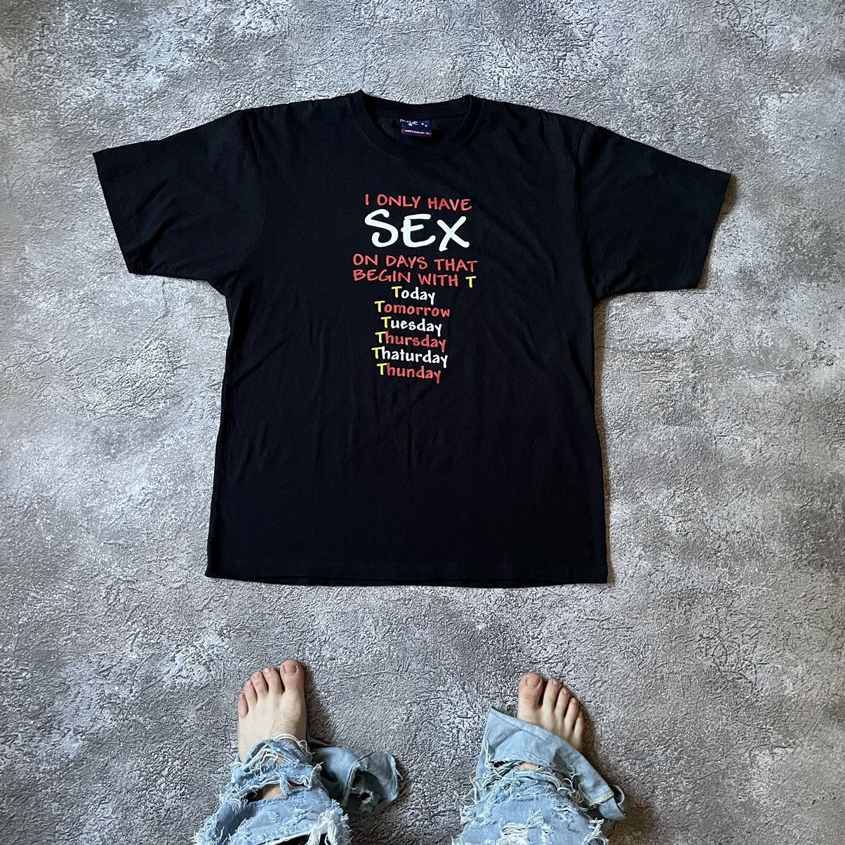 Vintage Vintage Y2K Graphic Tee Adult Humor Streetwear Black Slim XL Size US XL / EU 56 / 4 - 1 Thumbnail