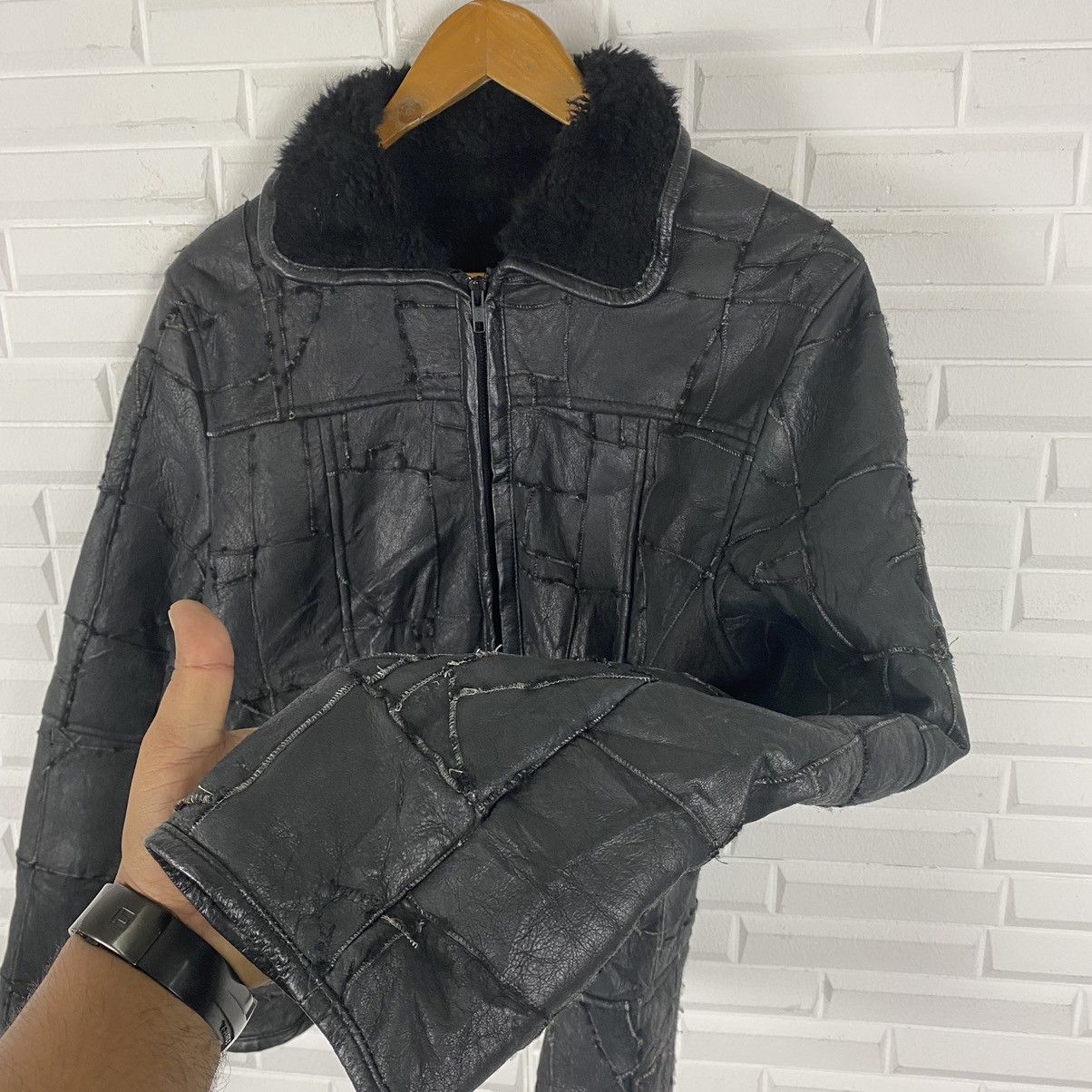 Japanese Brand JAPANESE BRAND PATCHWORK CROPPED LEATHER JACKET Size US M / EU 48-50 / 2 - 8 Thumbnail