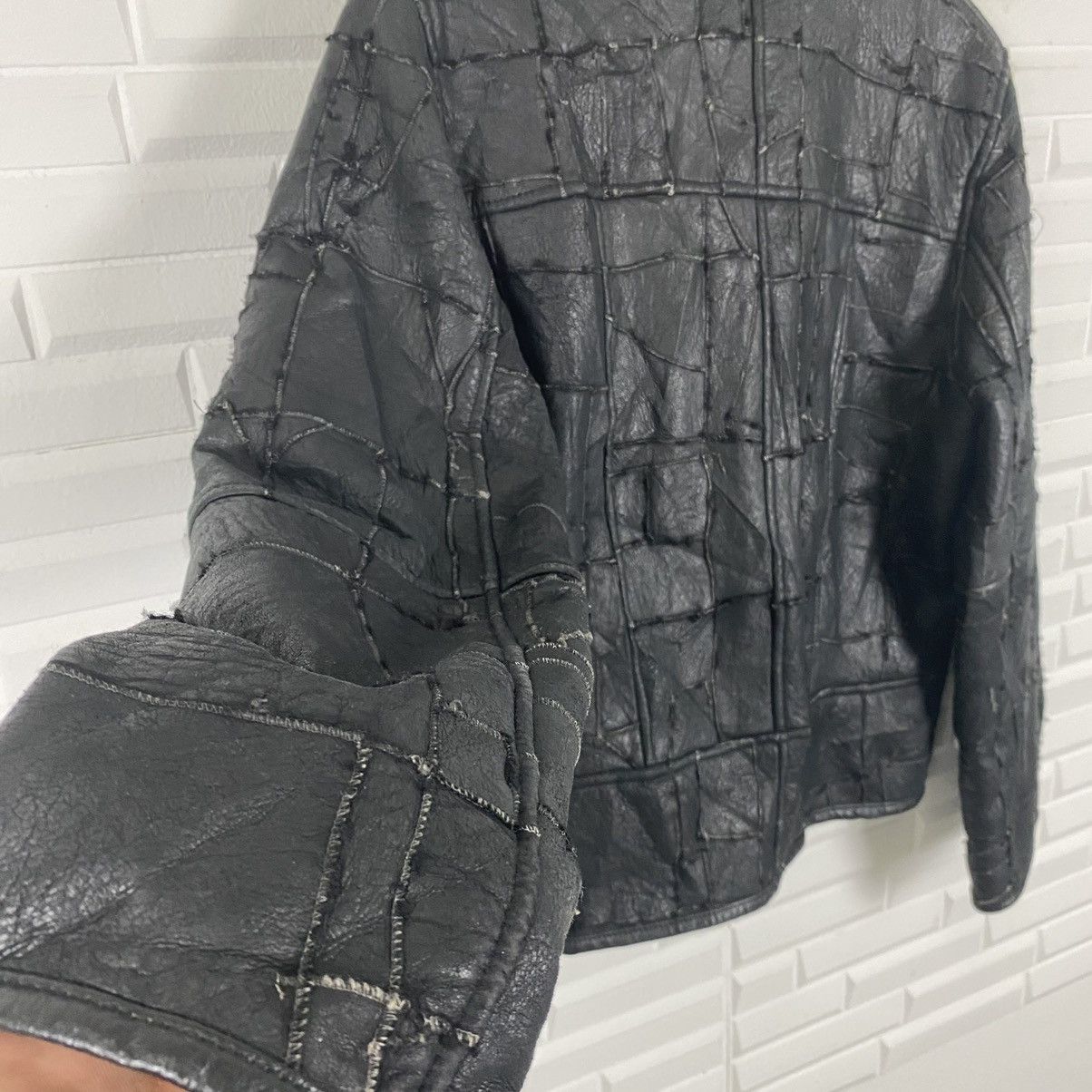 Japanese Brand JAPANESE BRAND PATCHWORK CROPPED LEATHER JACKET Size US M / EU 48-50 / 2 - 10 Thumbnail