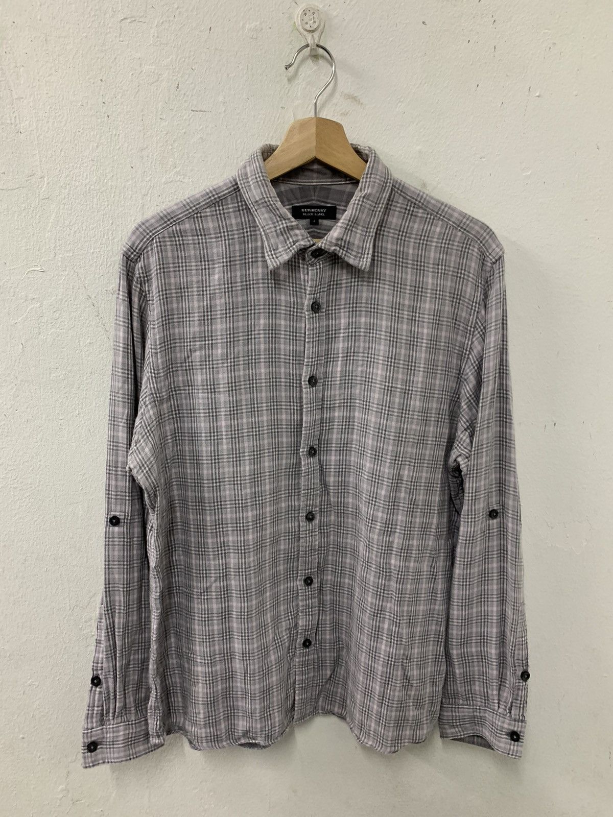 image of Burberry Black Label Linen Long Sleeve Shirt, Men's (Size Medium)