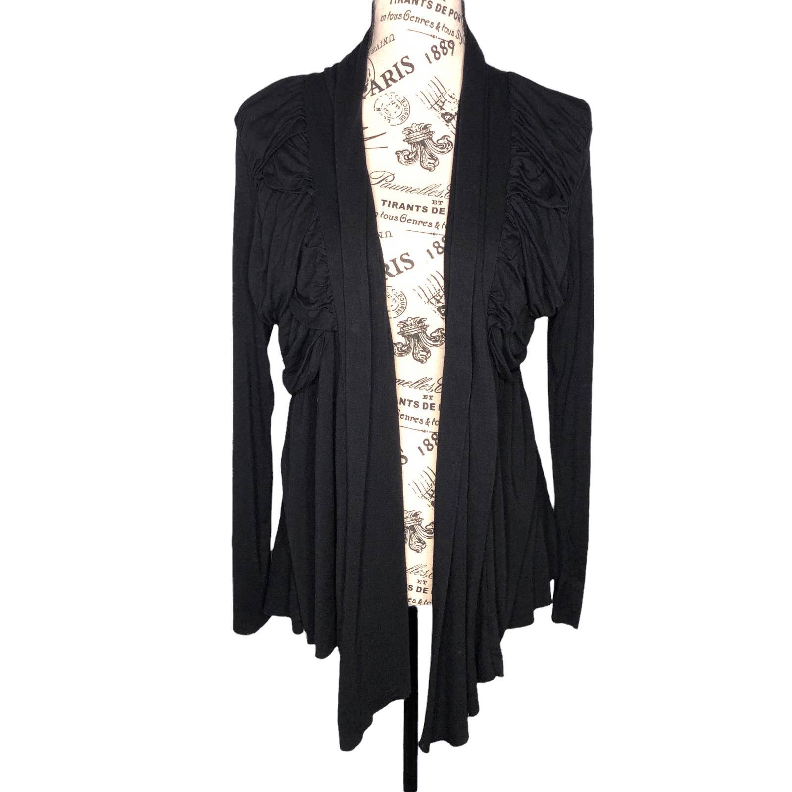 Other Ruffle Detail Waterfall Hem Open Front High Neck Cardigan | Grailed