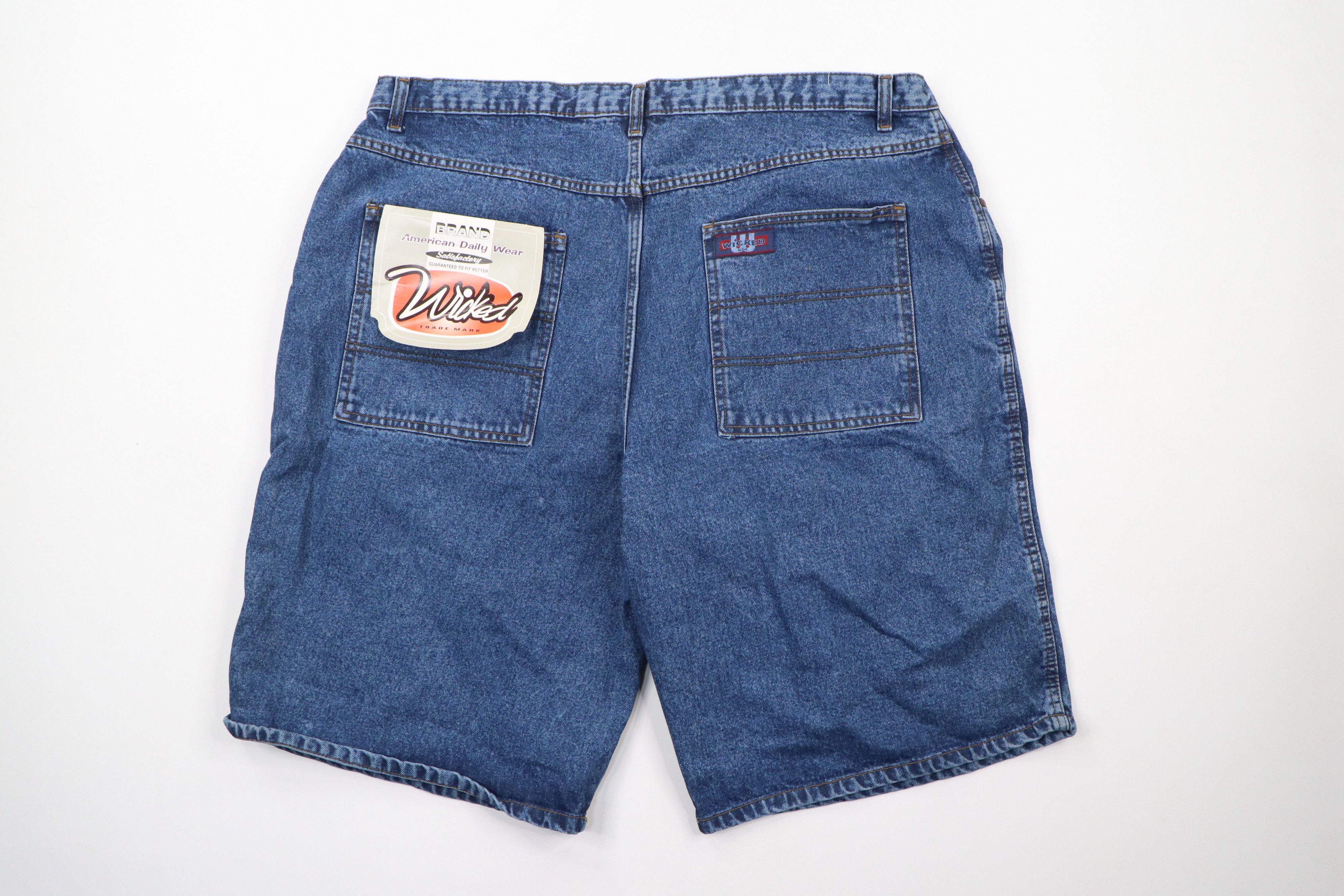 Vintage NOS Vintage 90s Streetwear Baggy Hip Hop Denim Shorts Size US 44 / EU 60 - 5 Thumbnail
