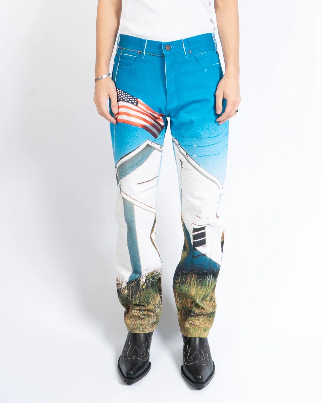 Calvin Klein 205W39NYC × Raf Simons Schoolhouse Printed Denim Size US 31 - 1 Thumbnail