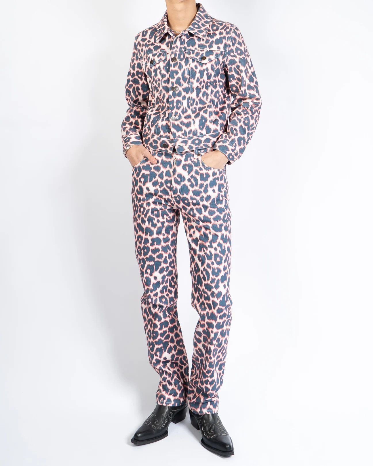 Calvin Klein 205W39NYC × Raf Simons Animal Printed Trousers Leather Patch Denim Size US 30 / EU 46 - 3 Thumbnail