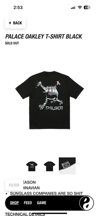 Palace Palace x Oakley T Shirt Black | Grailed