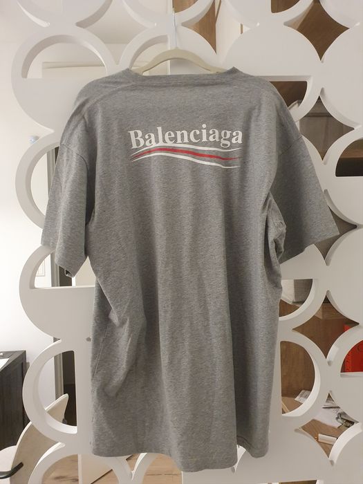 Balenciaga Political Campaign Layered T-Shirt In Grey Cotton