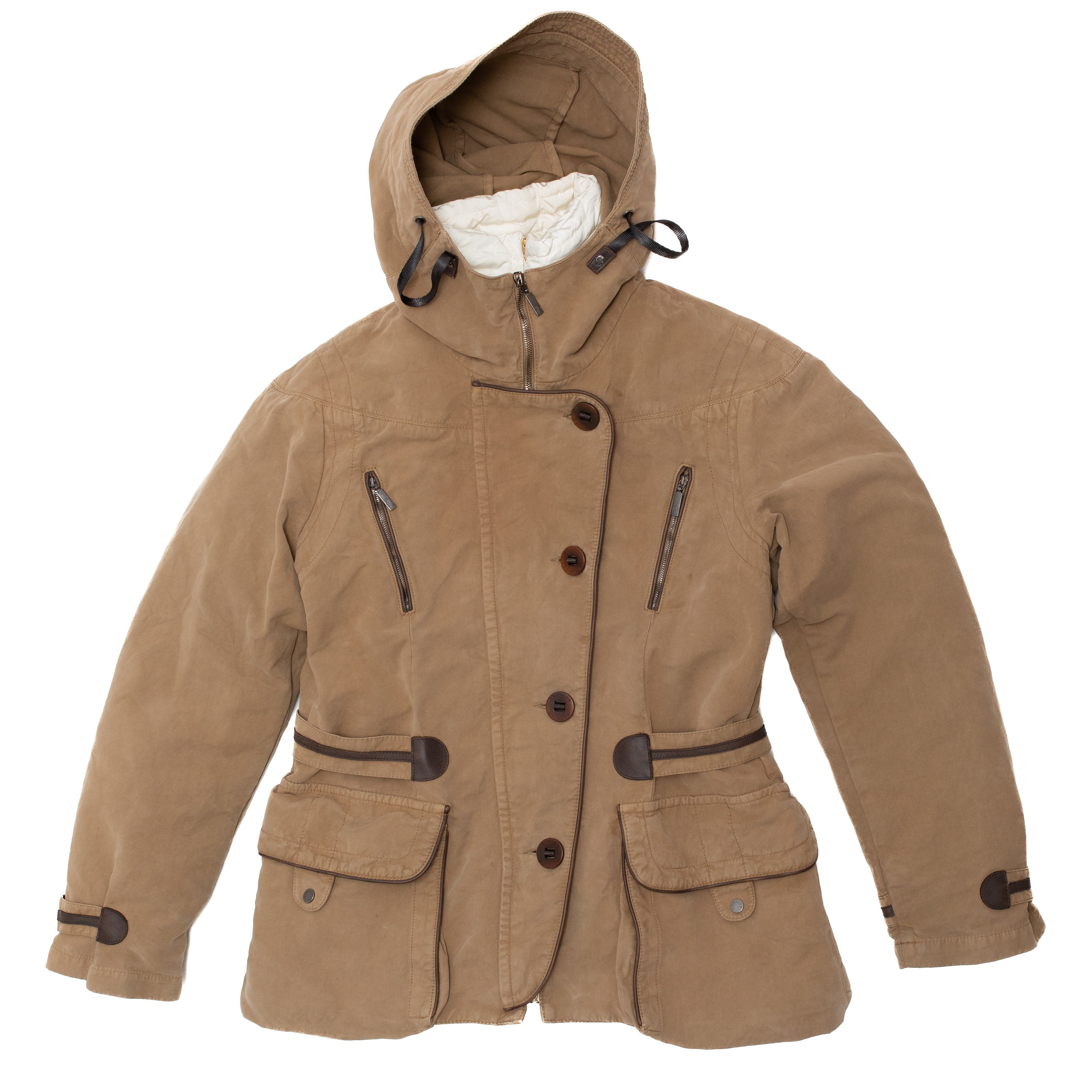 image of Moncler Vintage Asymmetric 2 In 1 Down Jacket in Beige/White, Women's (Size Large)