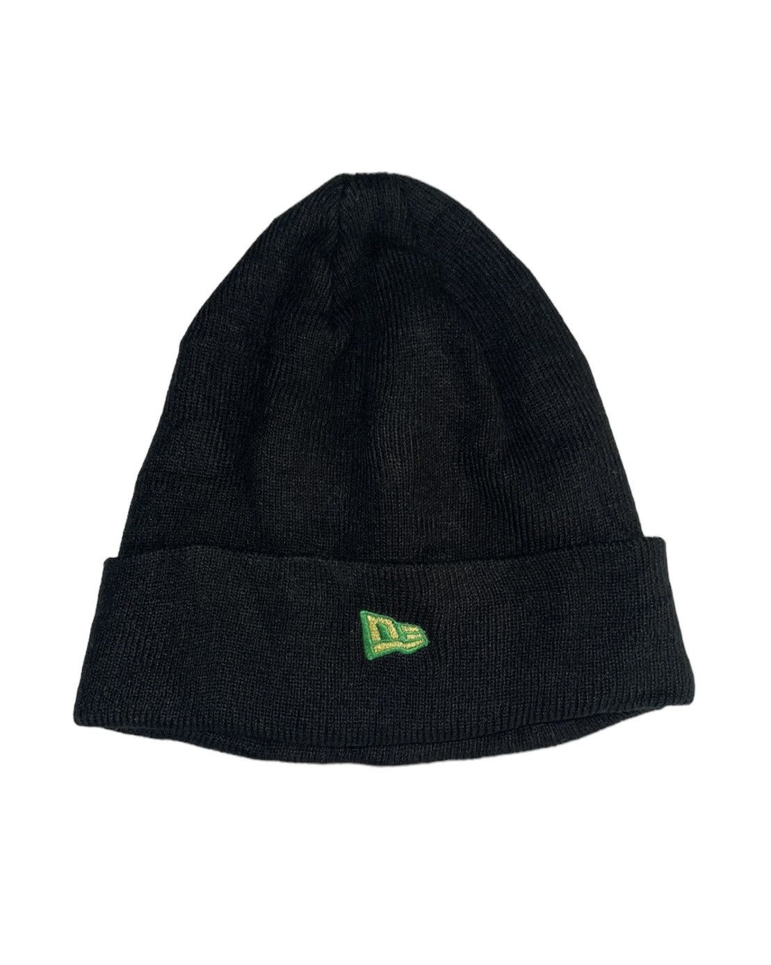 image of New Era Green Logo Beanie in Black, Men's