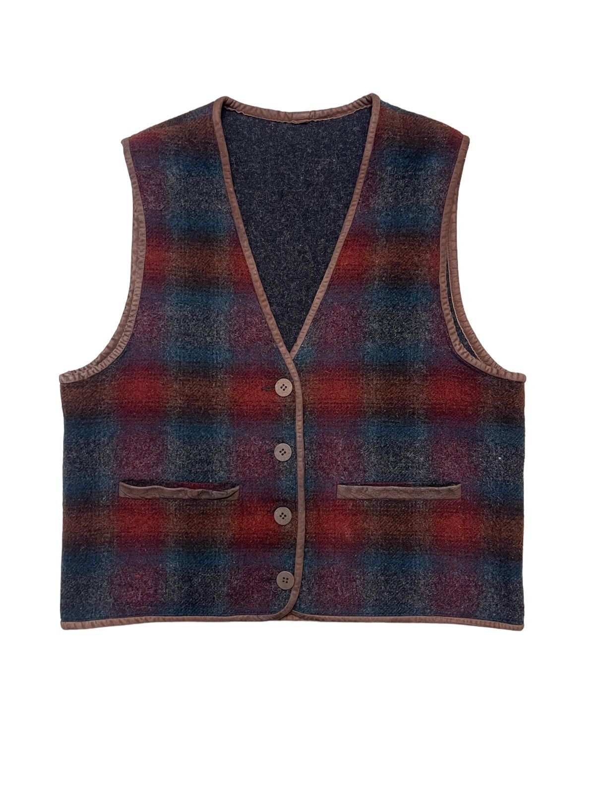 L.L. Bean Vintage L.L.Bean USA Wool Reversible Plaid Vest Size M / US 6-8 / IT 42-44 - 1 Thumbnail