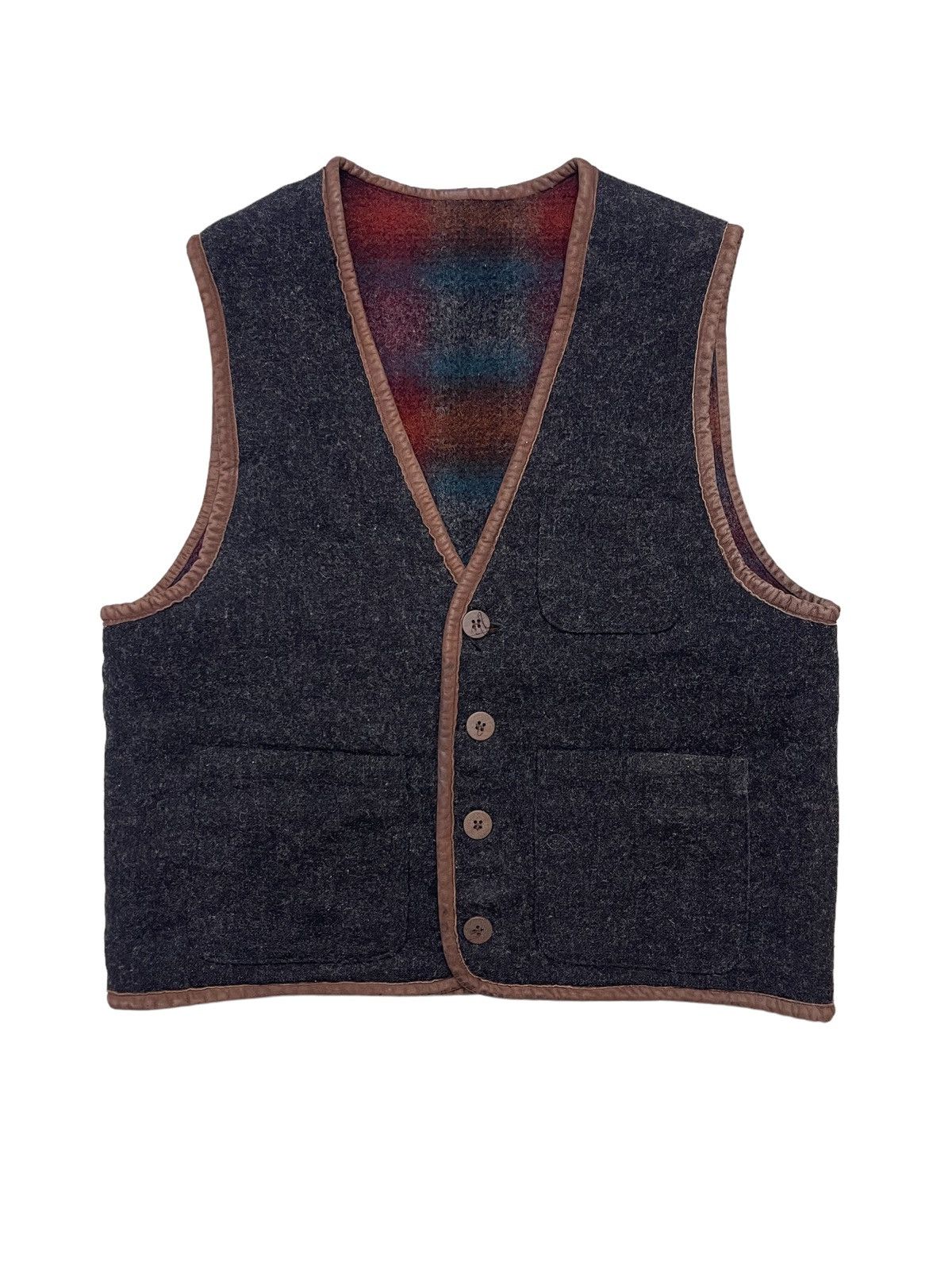 L.L. Bean Vintage L.L.Bean USA Wool Reversible Plaid Vest Size M / US 6-8 / IT 42-44 - 2 Thumbnail