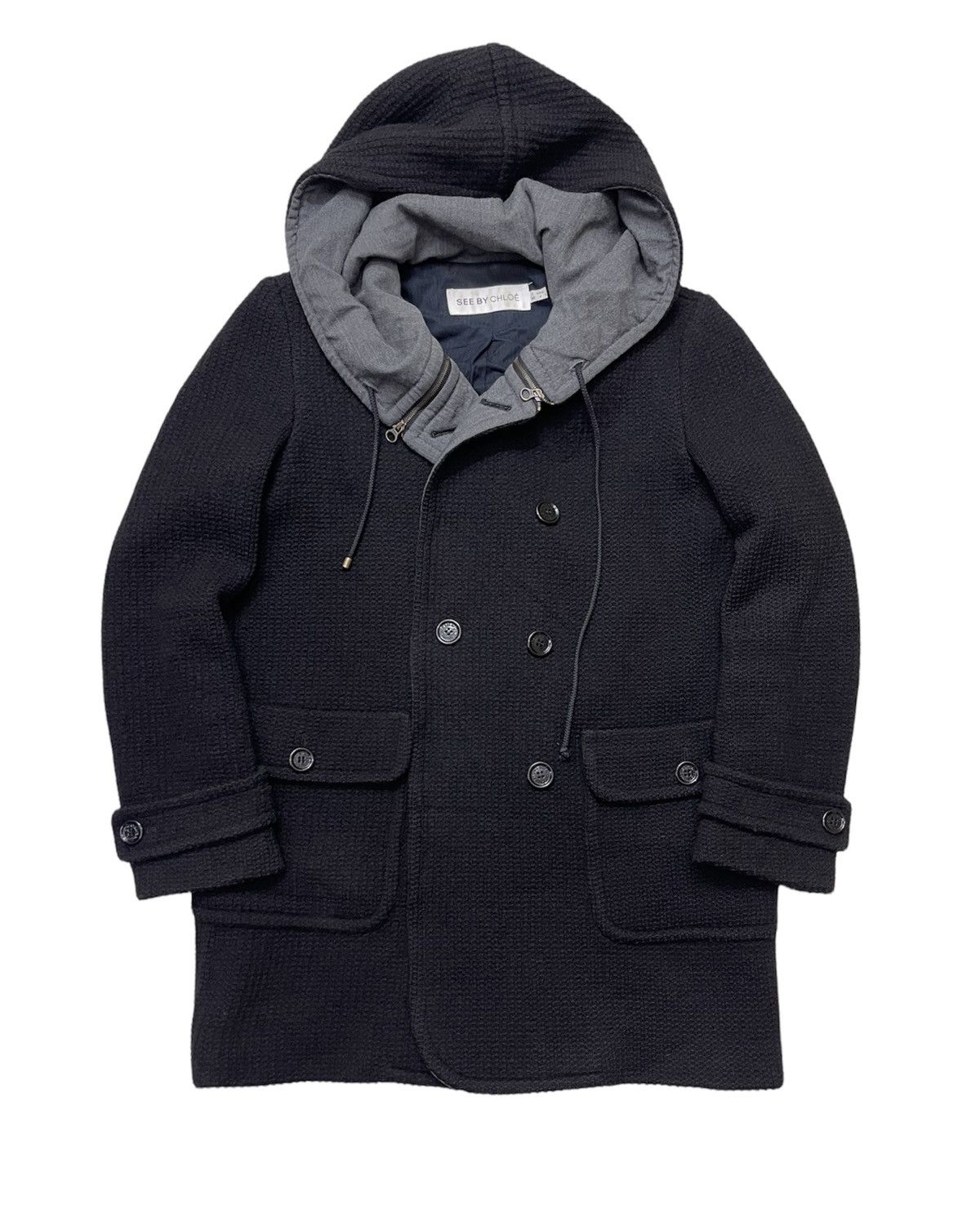 image of Chloe Double Breasted Wool Jacket in Black, Women's
