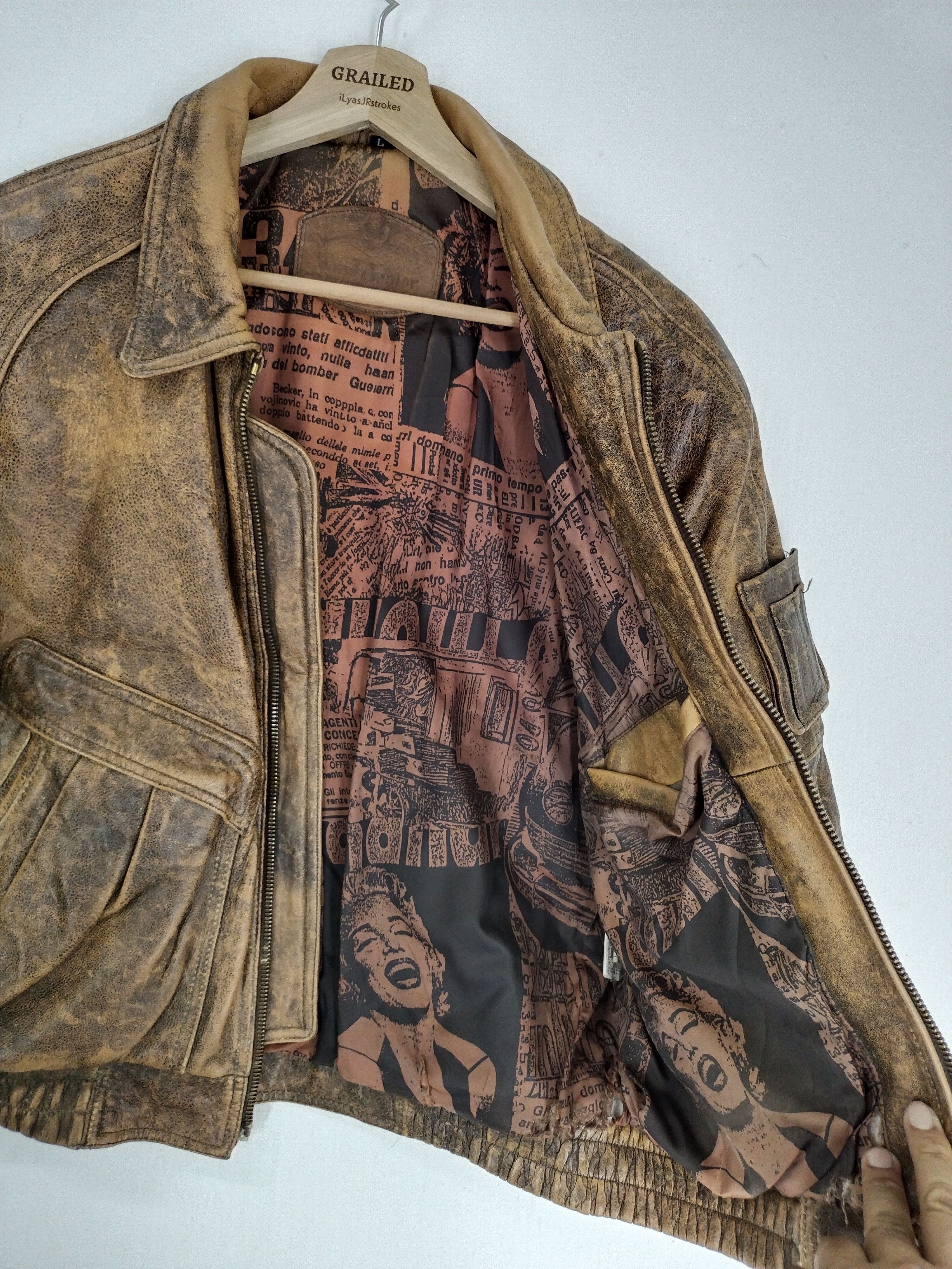 If Six Was Nine × Vintage VTG COWHIDE LEATHER JACKET JEAN DEEN X MARILYN MONROE Size US L / EU 52-54 / 3 - 16 Thumbnail