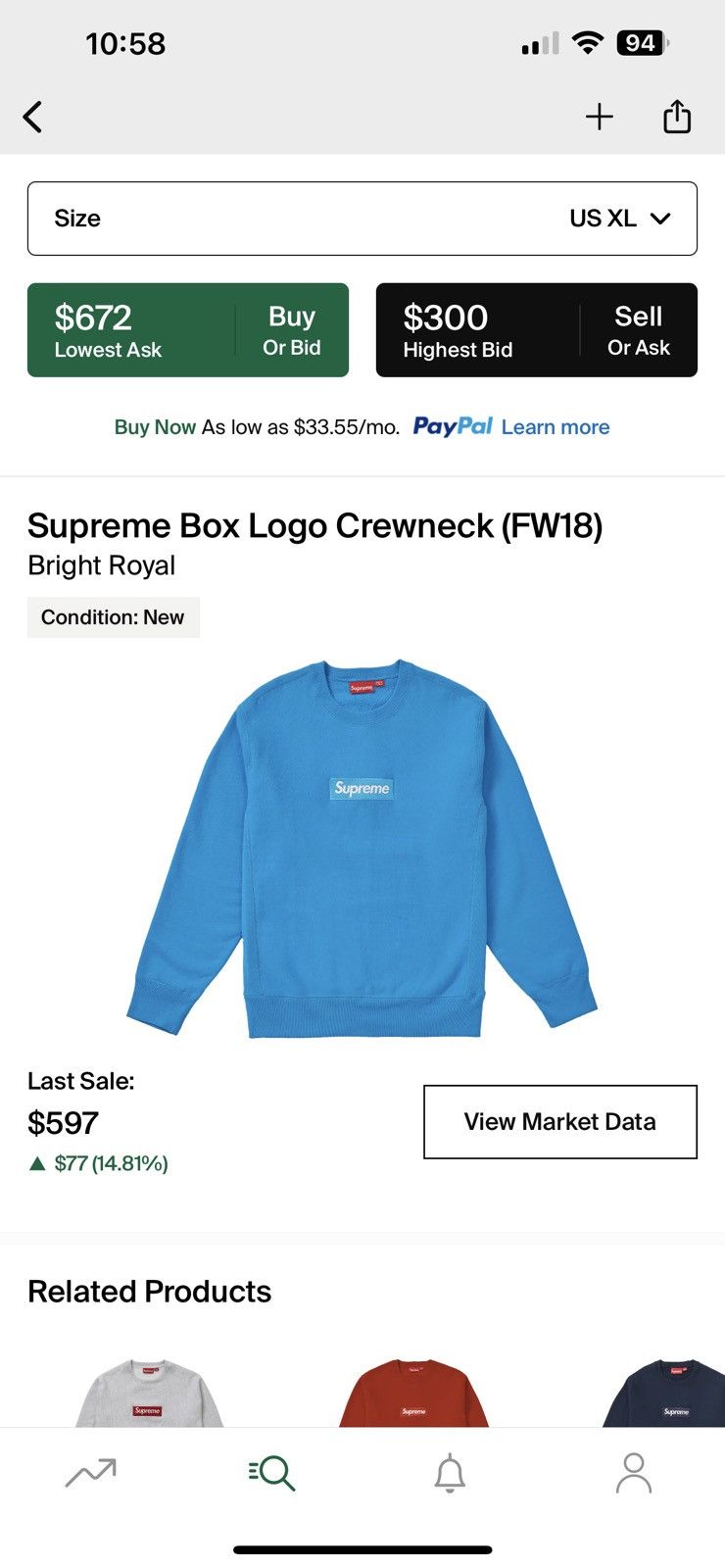 Supreme Supreme Box Logo Crewneck Bright Royal Size US XL / EU 56 / 4 - 12 Thumbnail