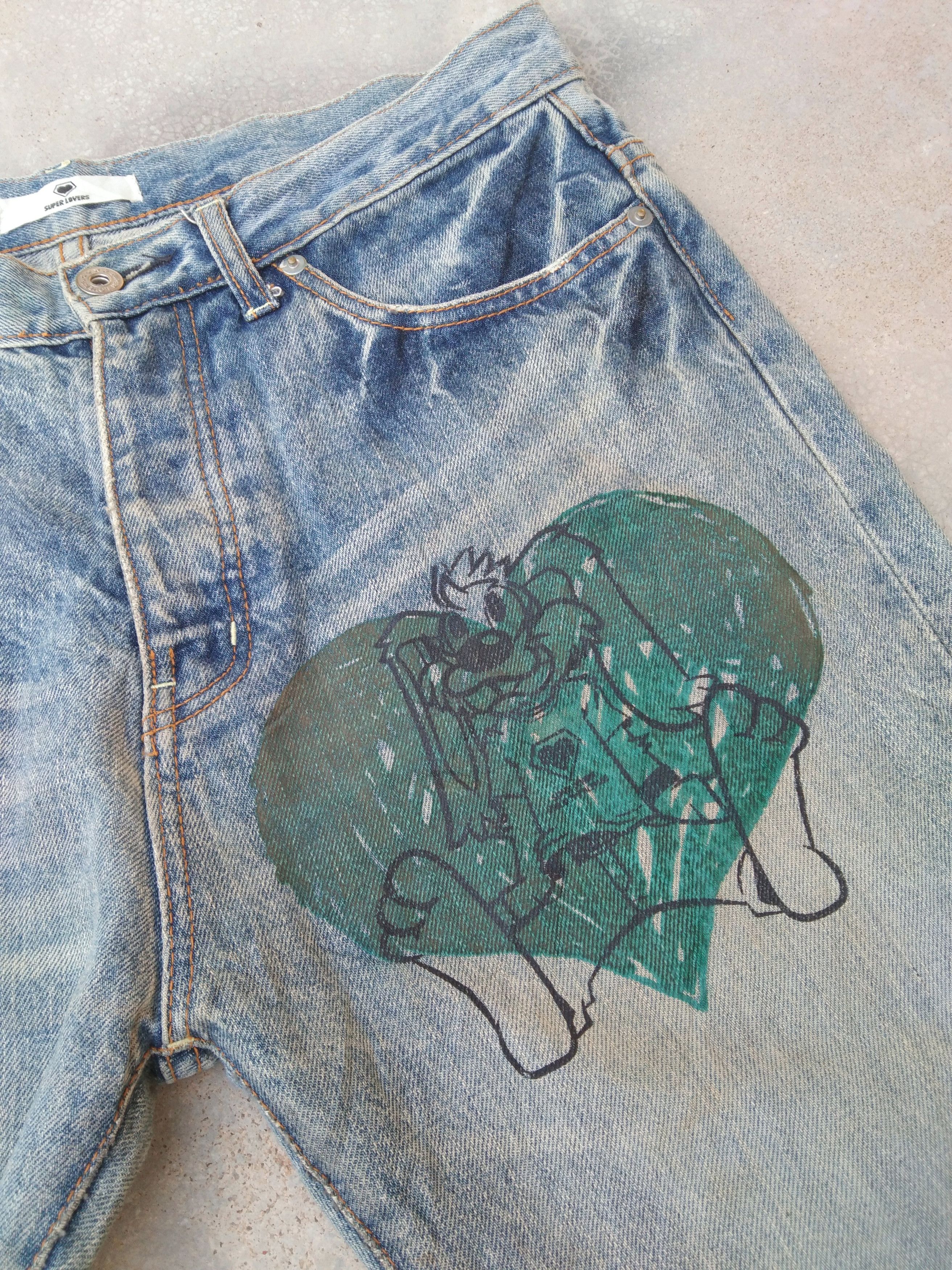 Japanese Brand × Vintage Vintage Japanese Brand Jeans Super Lovers Big Logo 33x30 Size US 33 - 5 Thumbnail