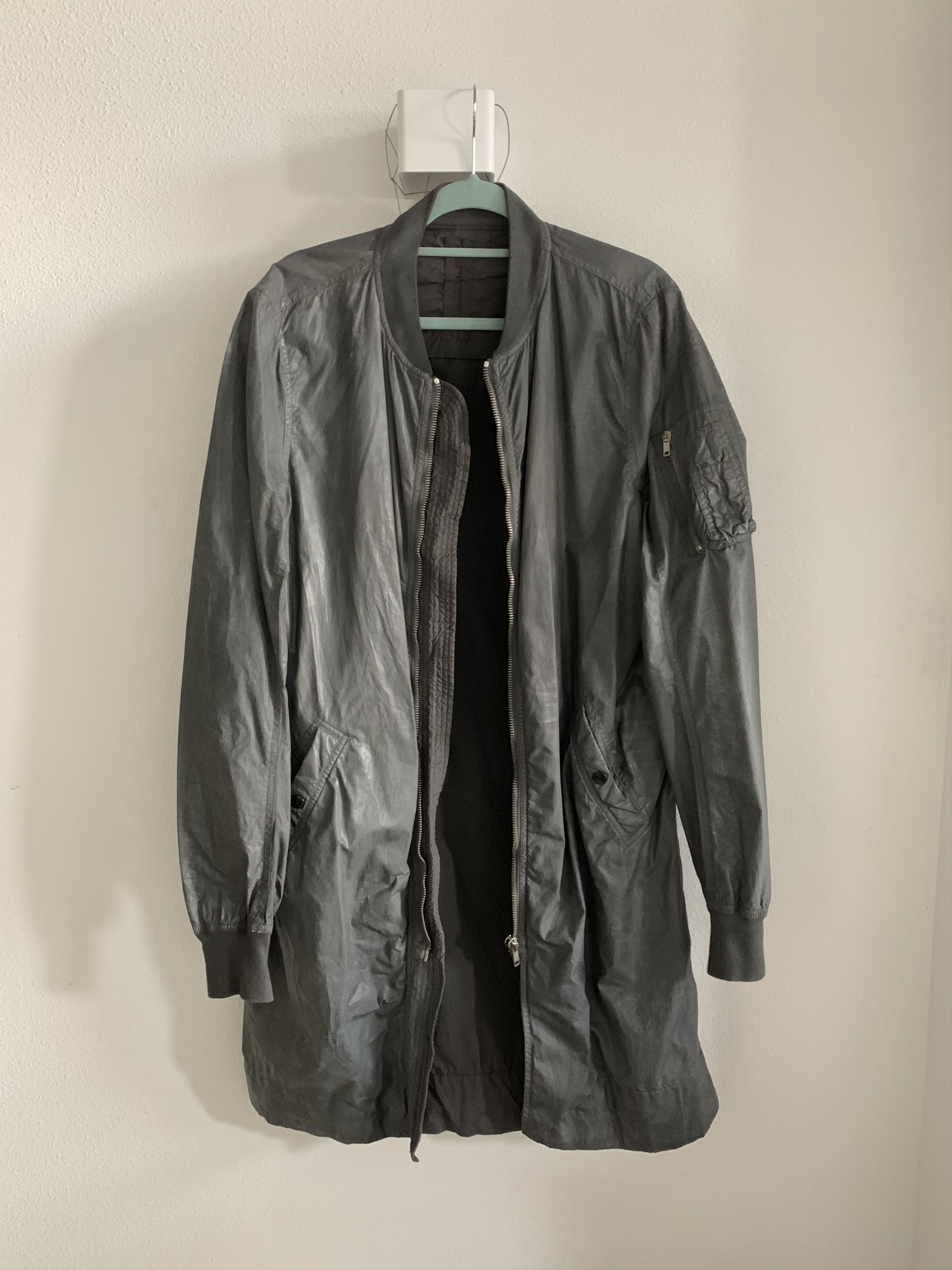 Rick Owens Drkshdw Coated Long Flight Bomber Jacket Size US M / EU 48-50 / 2 - 1 Thumbnail