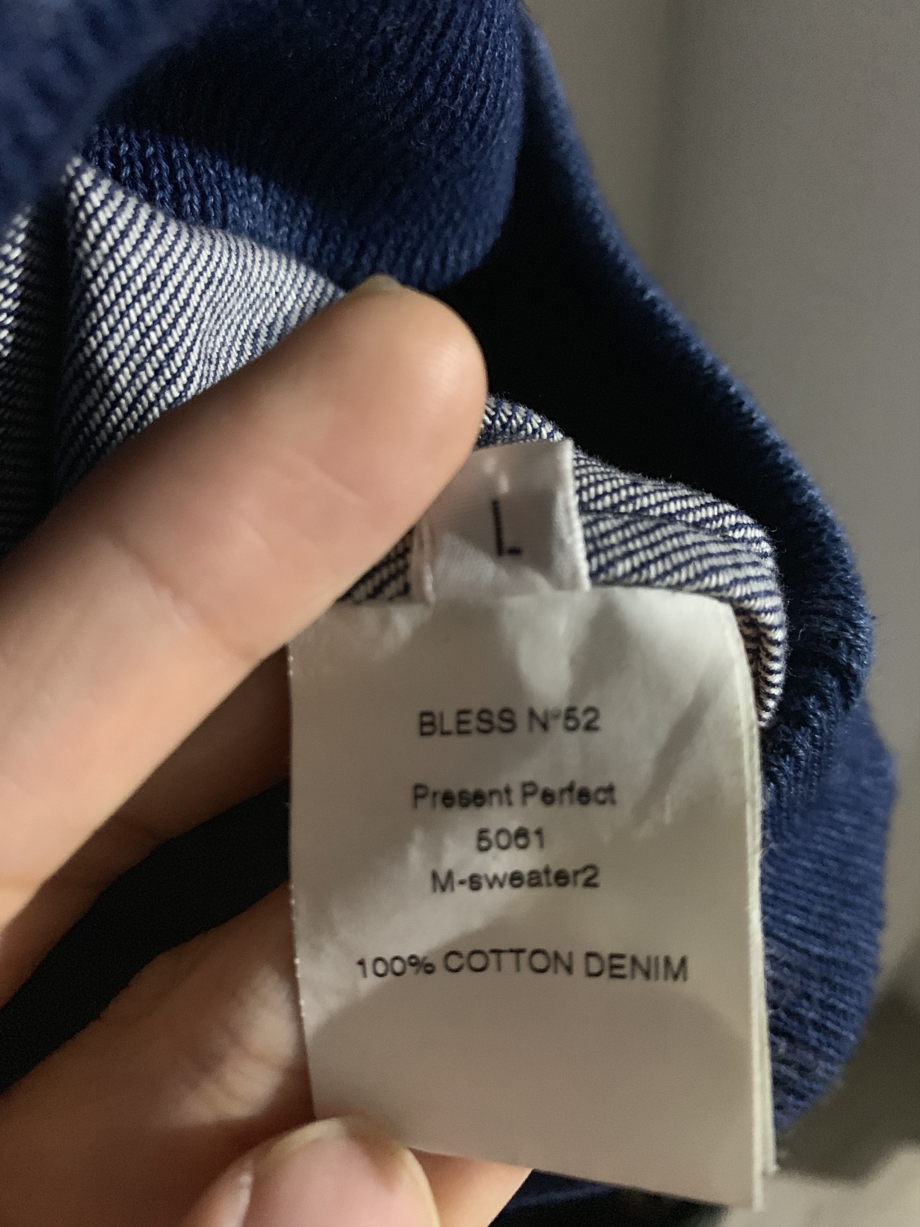 Bless Bless N°52 denim sweater Size US L / EU 52-54 / 3 - 4 Thumbnail