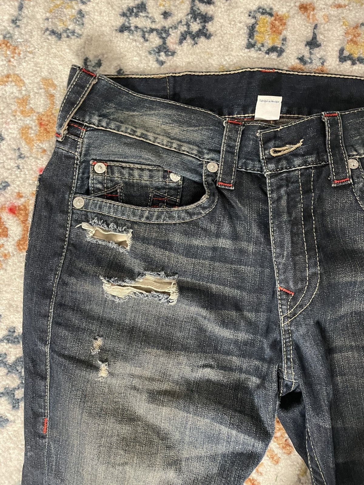 True Religion × Vintage vintage red stitched true religion jeans Size US 33 - 10 Thumbnail