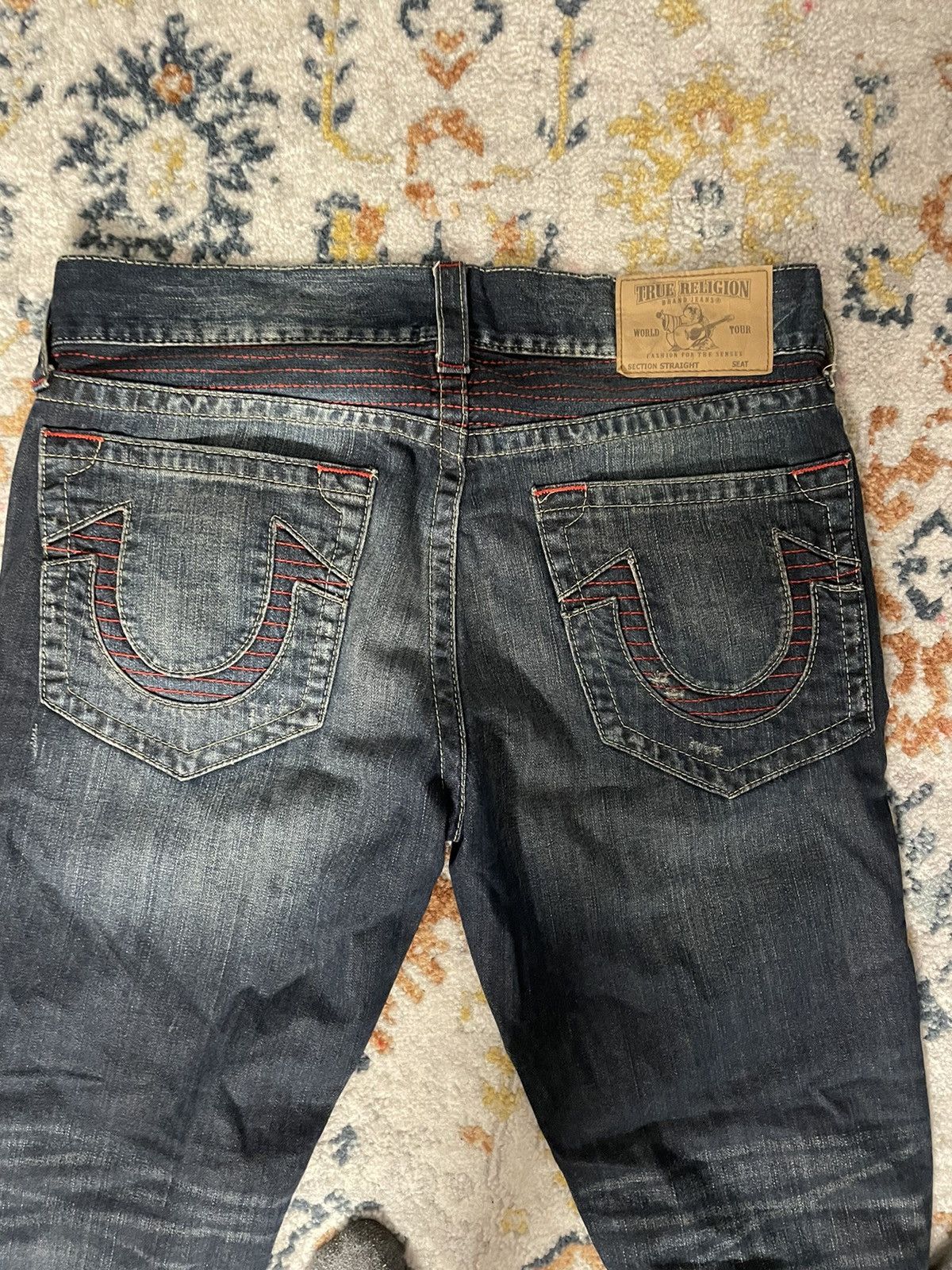 True Religion × Vintage vintage red stitched true religion jeans Size US 33 - 6 Thumbnail