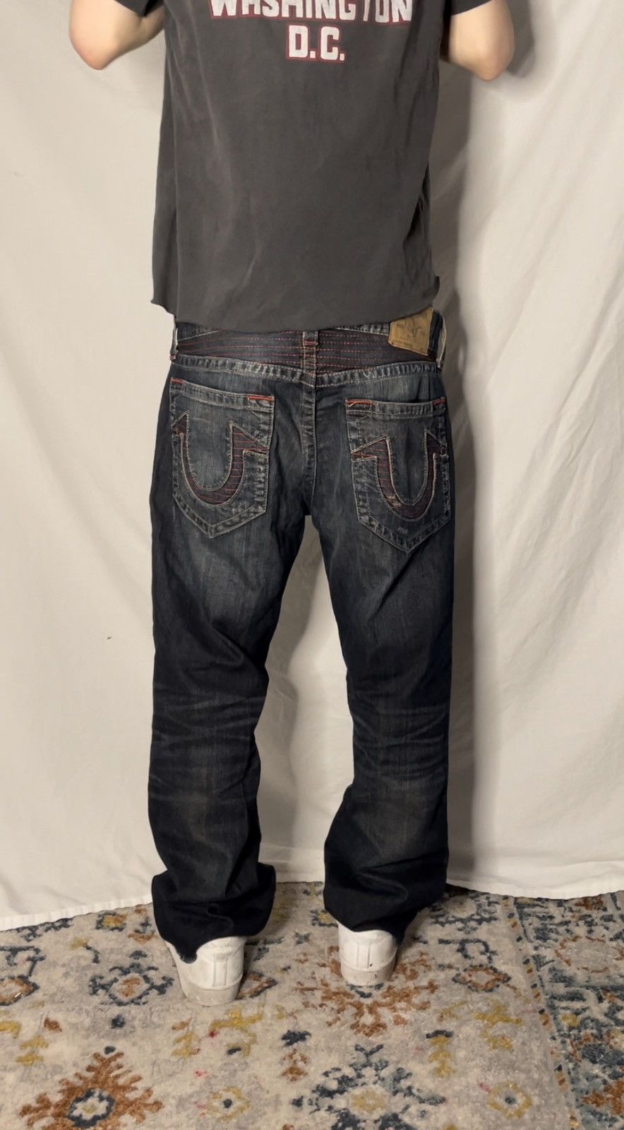 True Religion × Vintage vintage red stitched true religion jeans Size US 33 - 1 Thumbnail