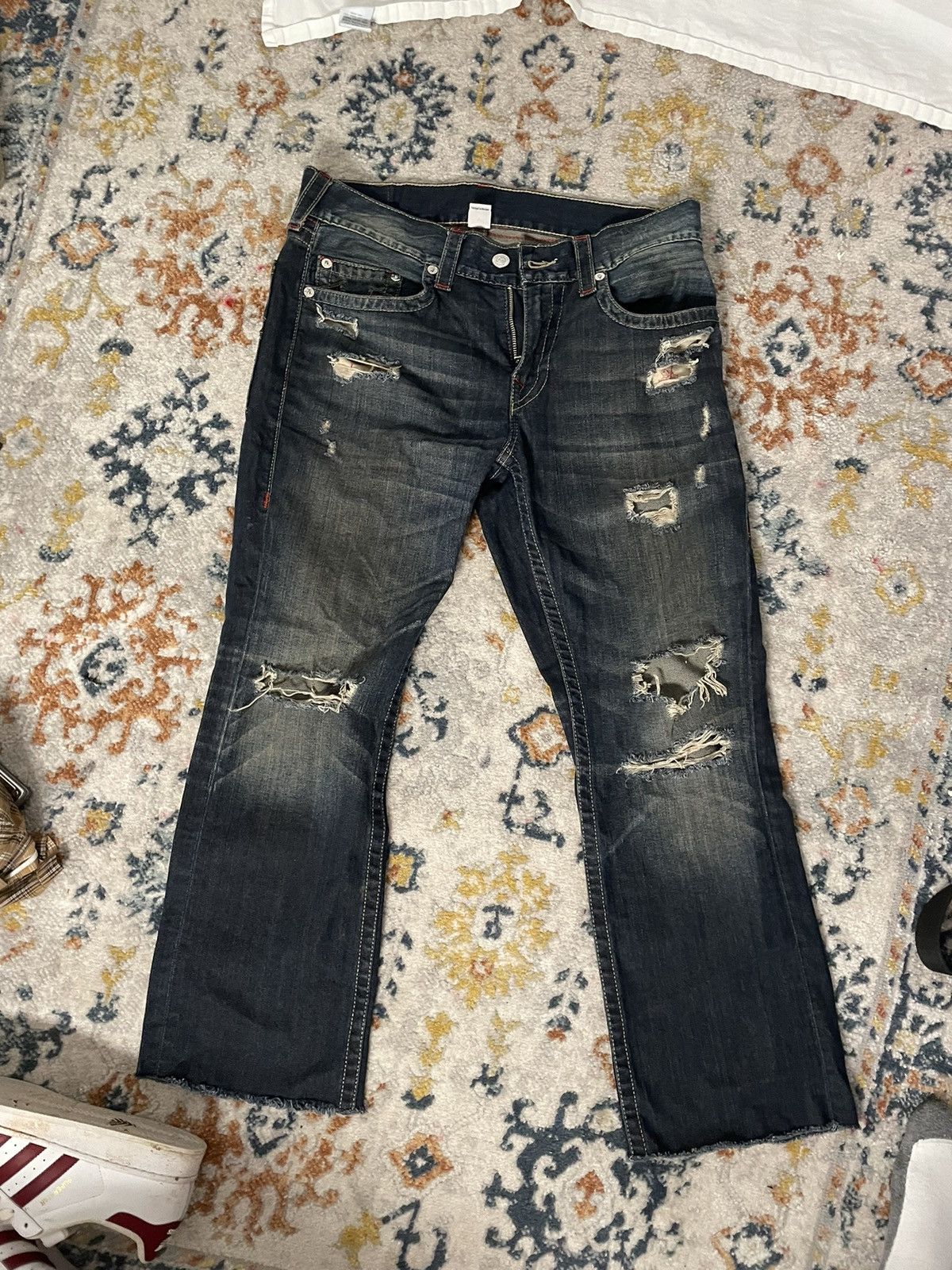 True Religion × Vintage vintage red stitched true religion jeans Size US 33 - 3 Thumbnail